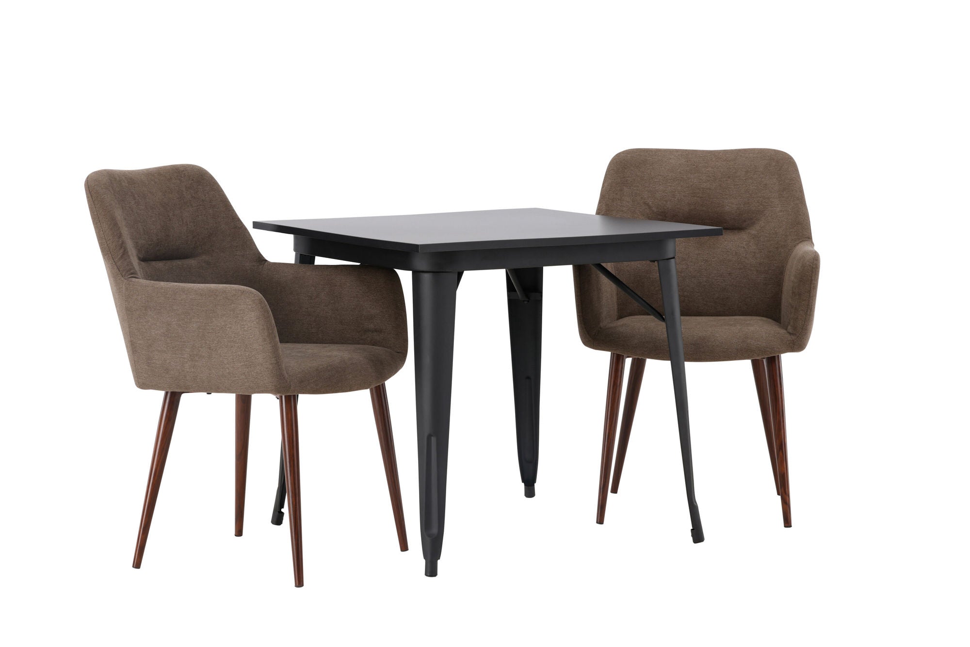 Venture Home Tempe spisebord - Black / Black MDF +Tomorrow Spisebordsstol - Dark walnut / Dark grey/Brown Fabric _2