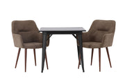 Venture Home Tempe spisebord - Black / Black MDF +Tomorrow Spisebordsstol - Dark walnut / Dark grey/Brown Fabric _2