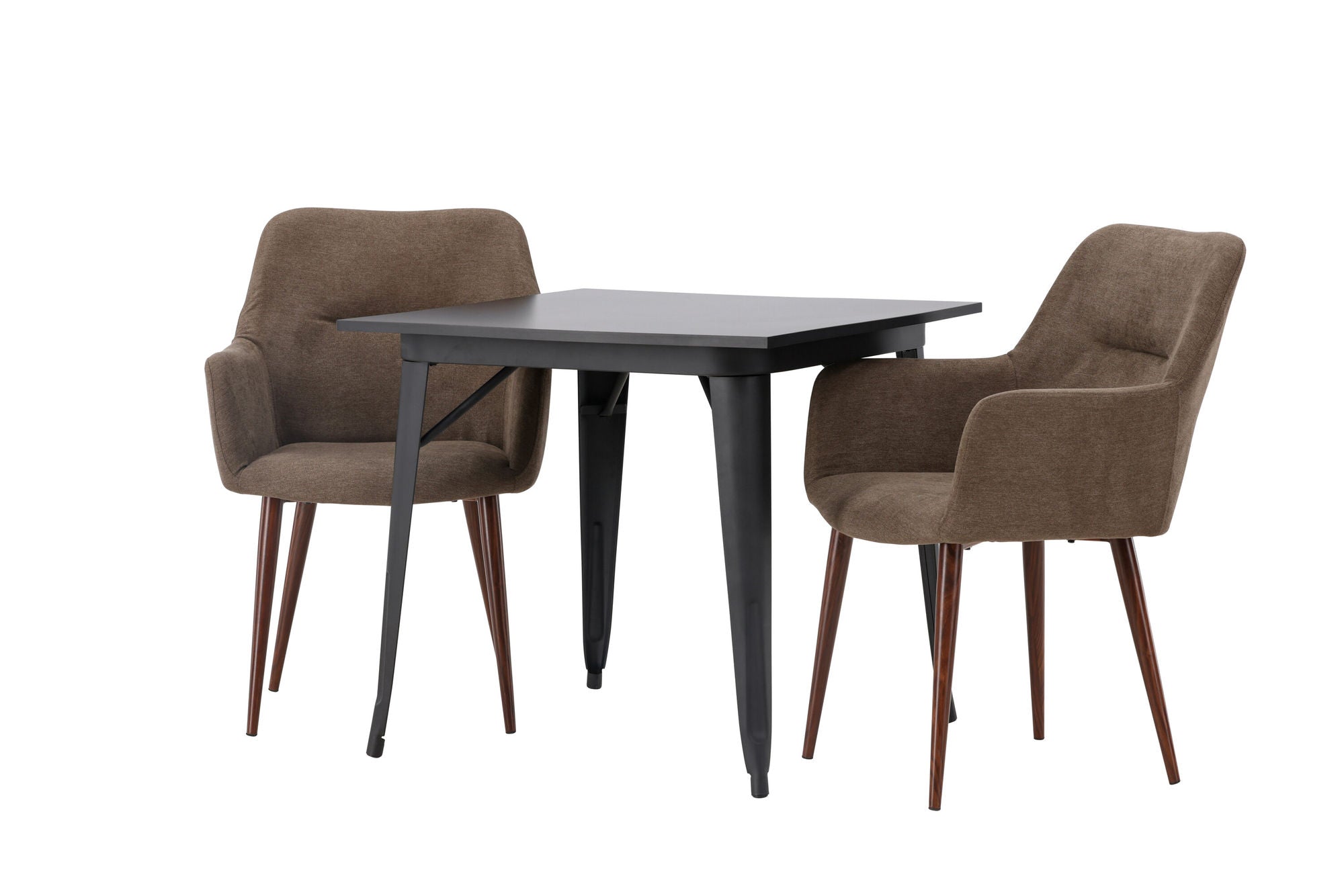 Venture Home Tempe spisebord - Black / Black MDF +Tomorrow Spisebordsstol - Dark walnut / Dark grey/Brown Fabric _2