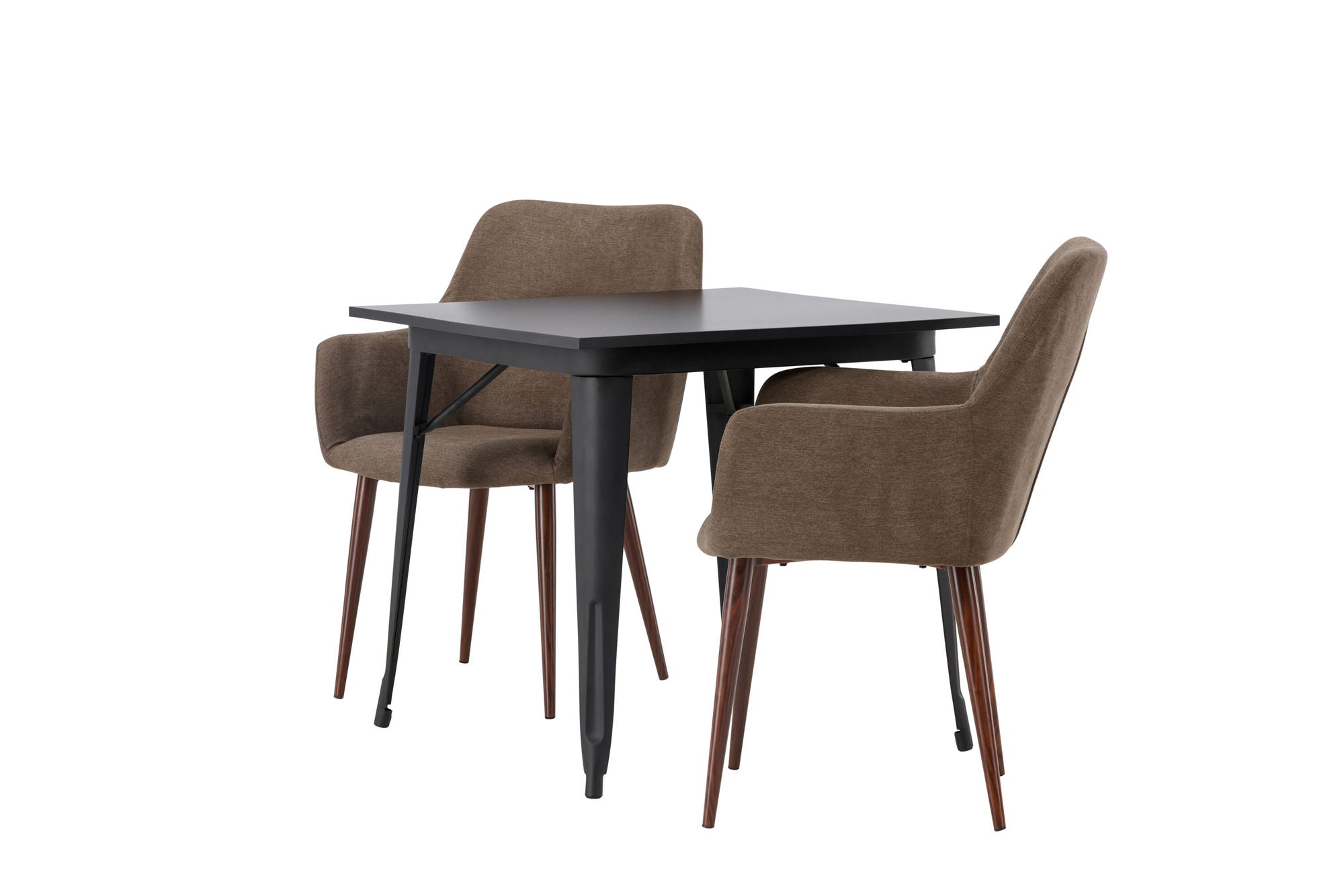 Venture Home Tempe spisebord - Black / Black MDF +Tomorrow Spisebordsstol - Dark walnut / Dark grey/Brown Fabric _2