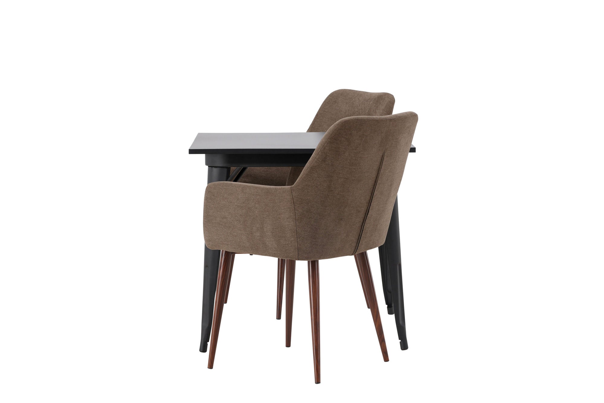 Venture Home Tempe spisebord - Black / Black MDF +Tomorrow Spisebordsstol - Dark walnut / Dark grey/Brown Fabric _2