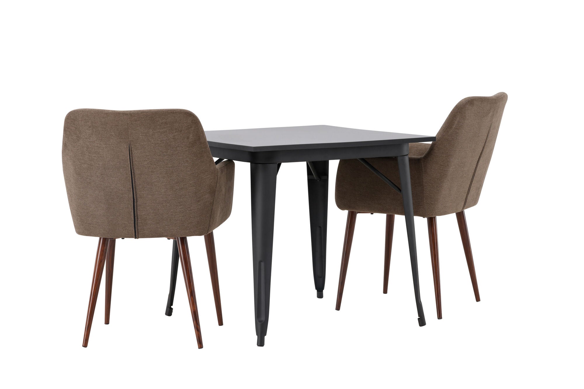 Venture Home Tempe spisebord - Black / Black MDF +Tomorrow Spisebordsstol - Dark walnut / Dark grey/Brown Fabric _2