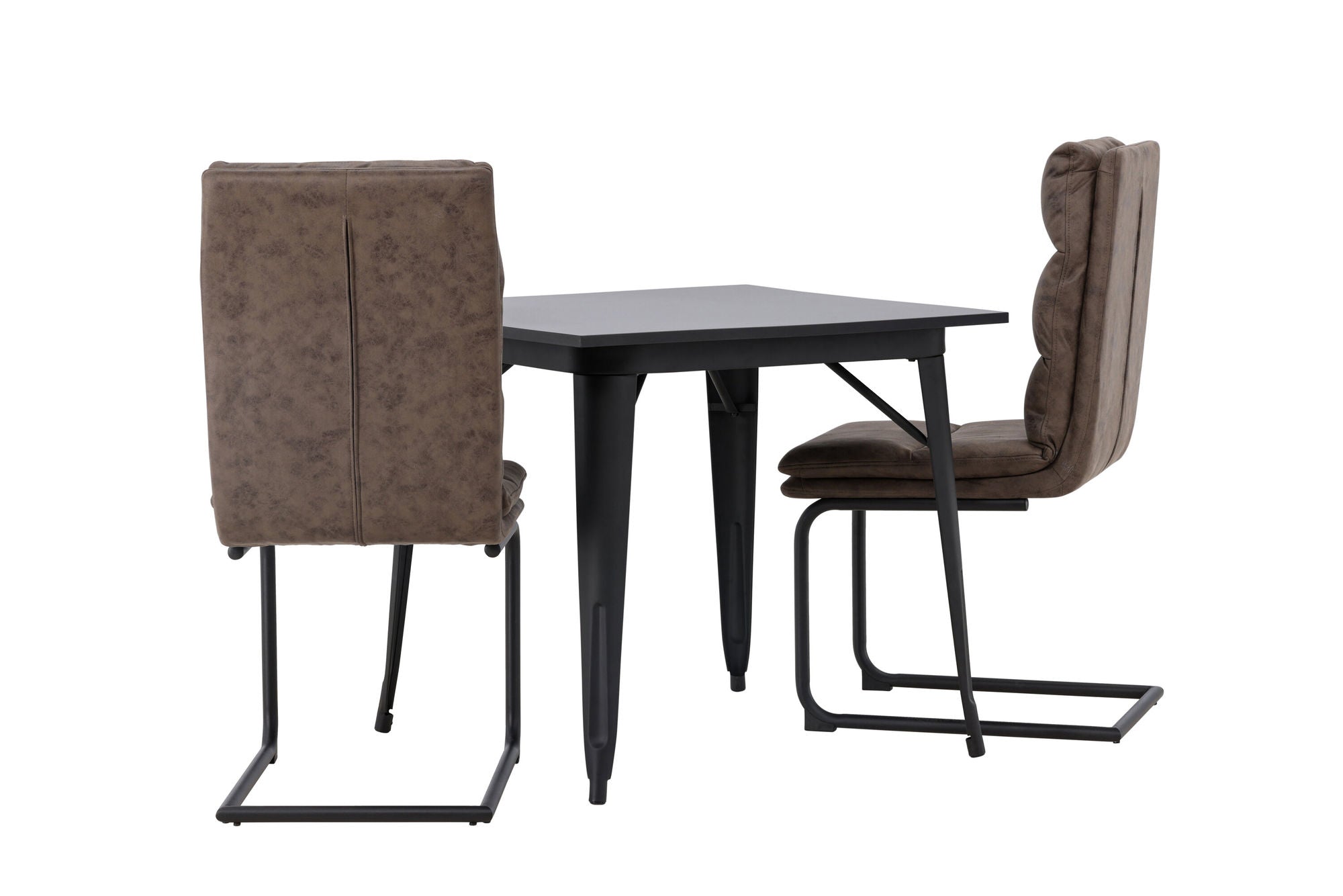 Venture Home Tempe spisebord - Black / Black MDF +Zizo Spisebordsstol - Black / Brown Microfiber fabric _2