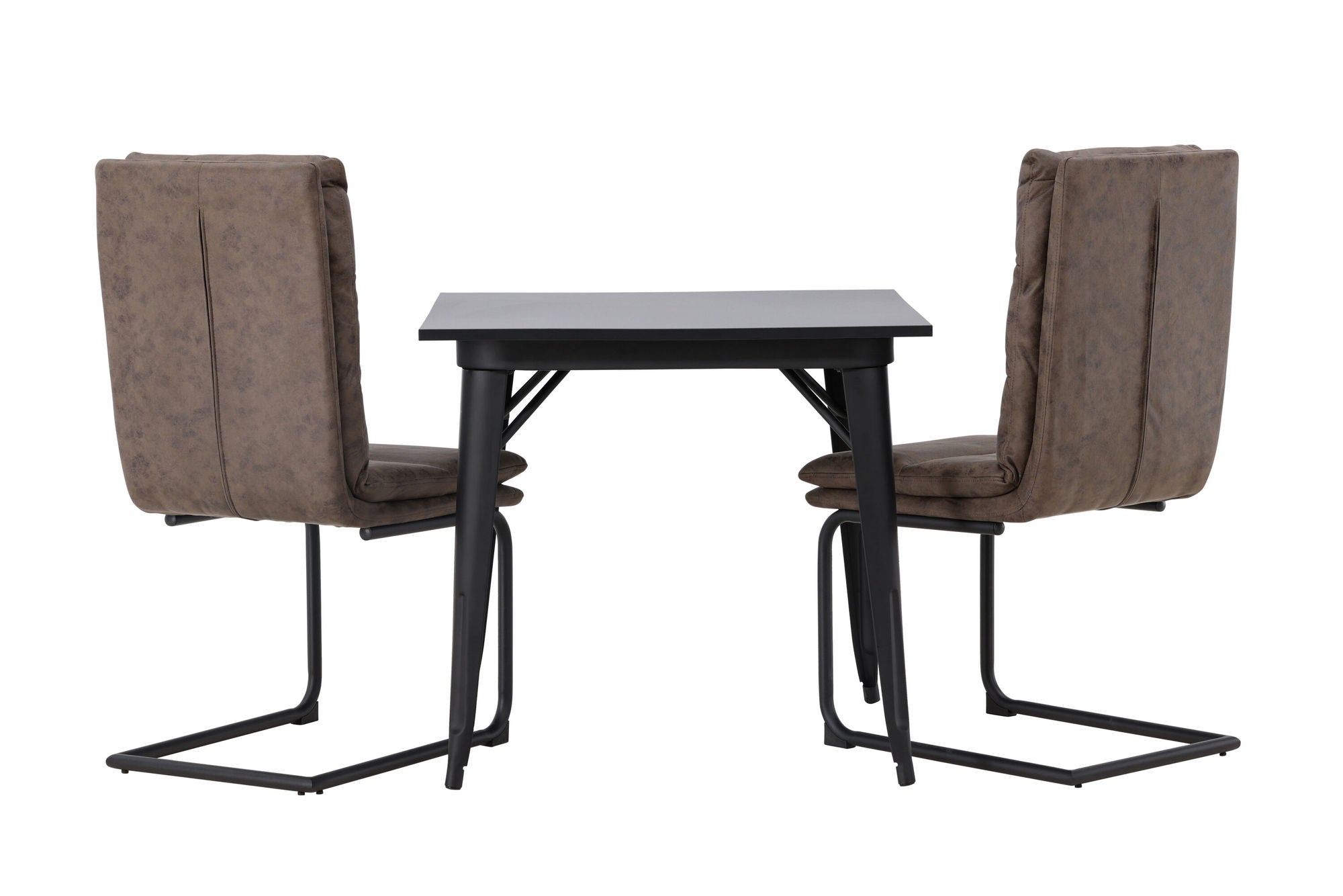Venture Home Tempe spisebord - Black / Black MDF +Zizo Spisebordsstol - Black / Brown Microfiber fabric _2
