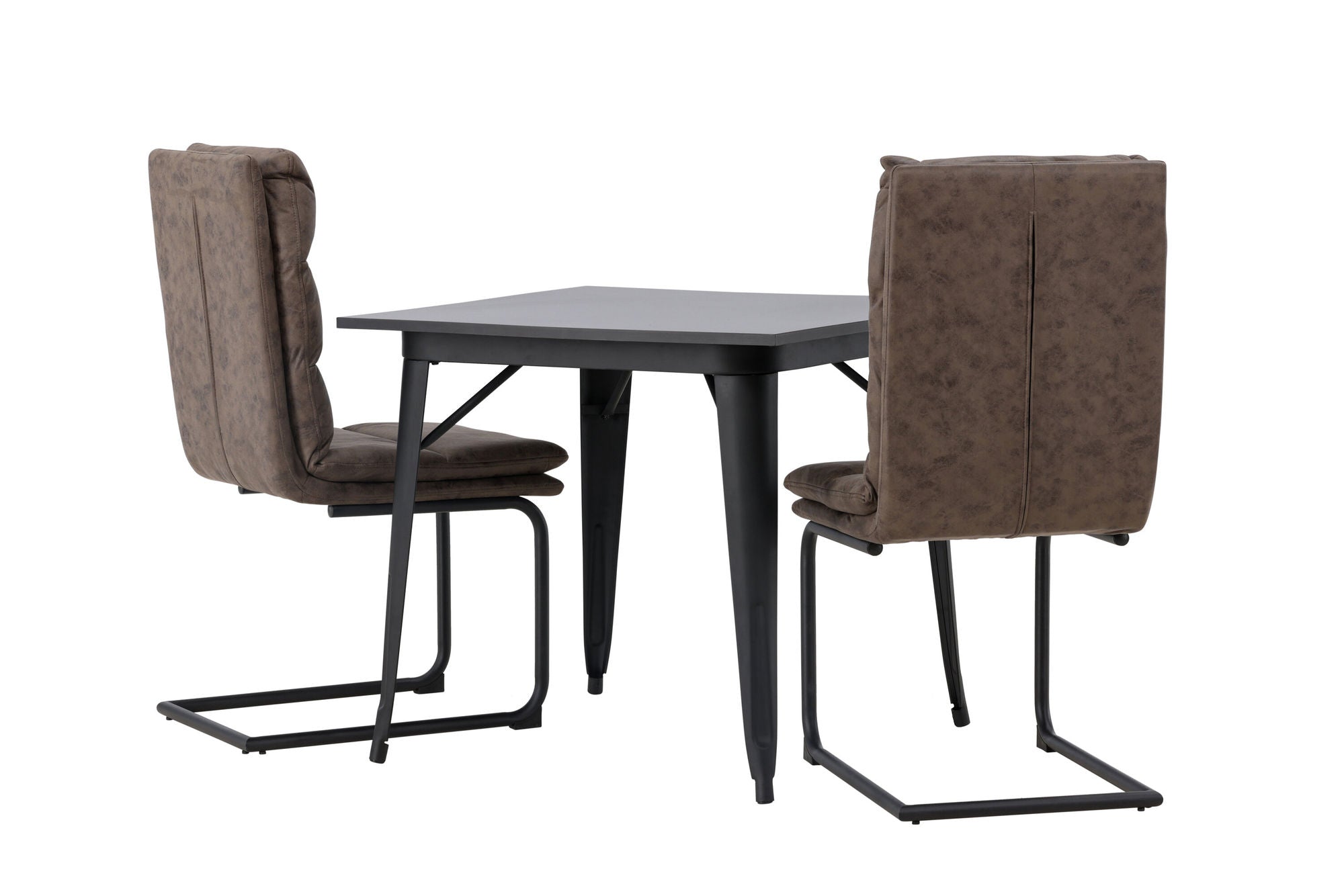 Venture Home Tempe spisebord - Black / Black MDF +Zizo Spisebordsstol - Black / Brown Microfiber fabric _2