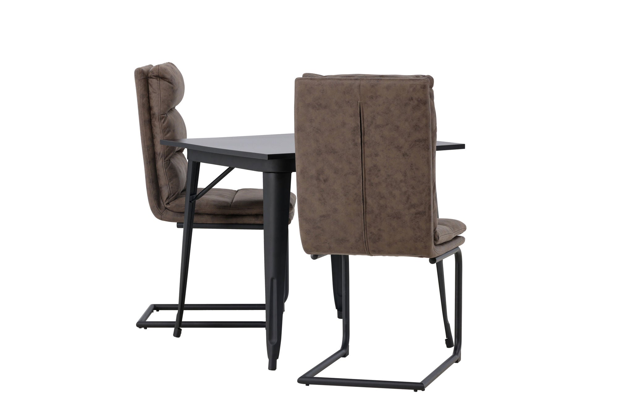Venture Home Tempe spisebord - Black / Black MDF +Zizo Spisebordsstol - Black / Brown Microfiber fabric _2