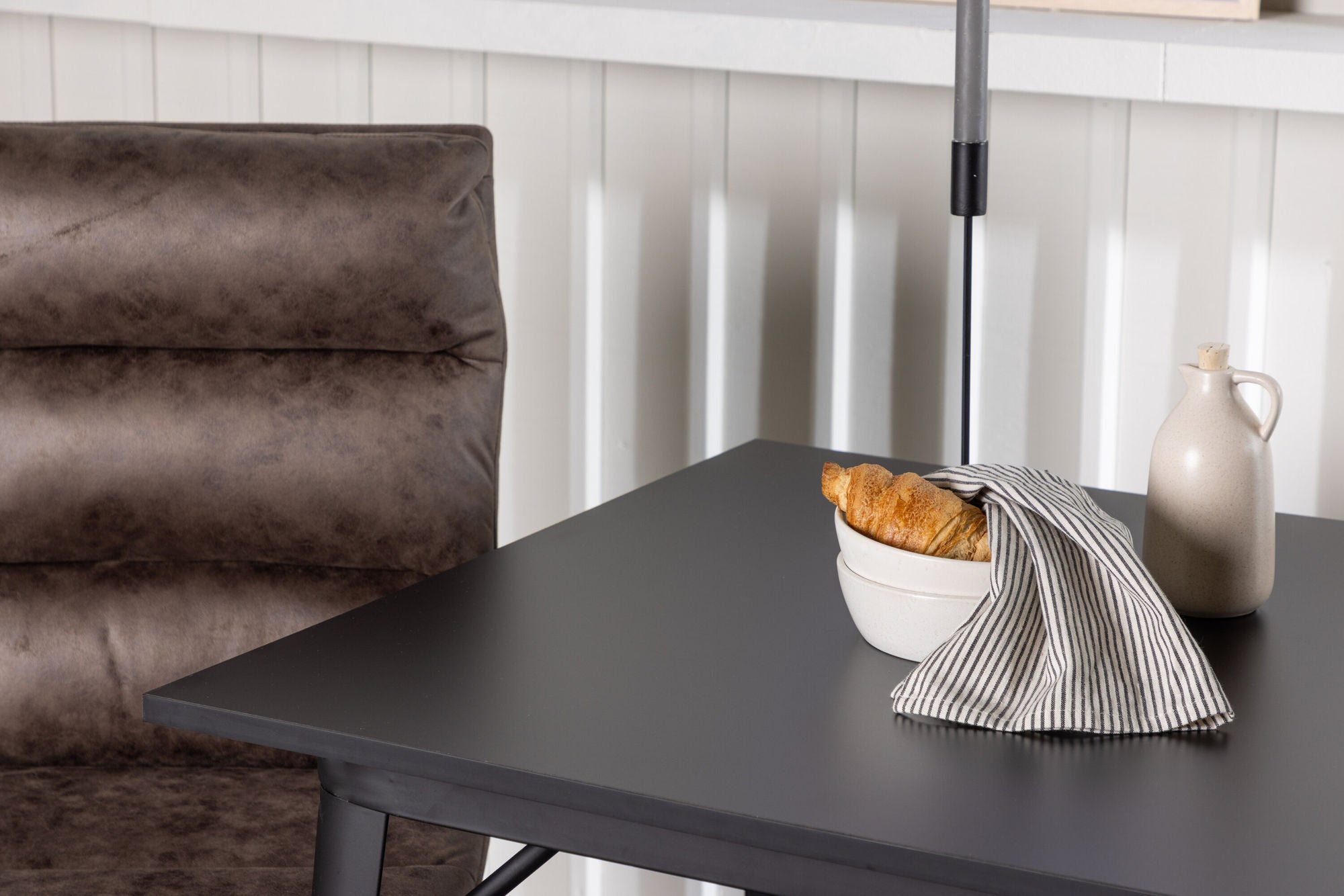 Venture Home Tempe spisebord - Black / Black MDF +Zizo Spisebordsstol - Black / Brown Microfiber fabric _2