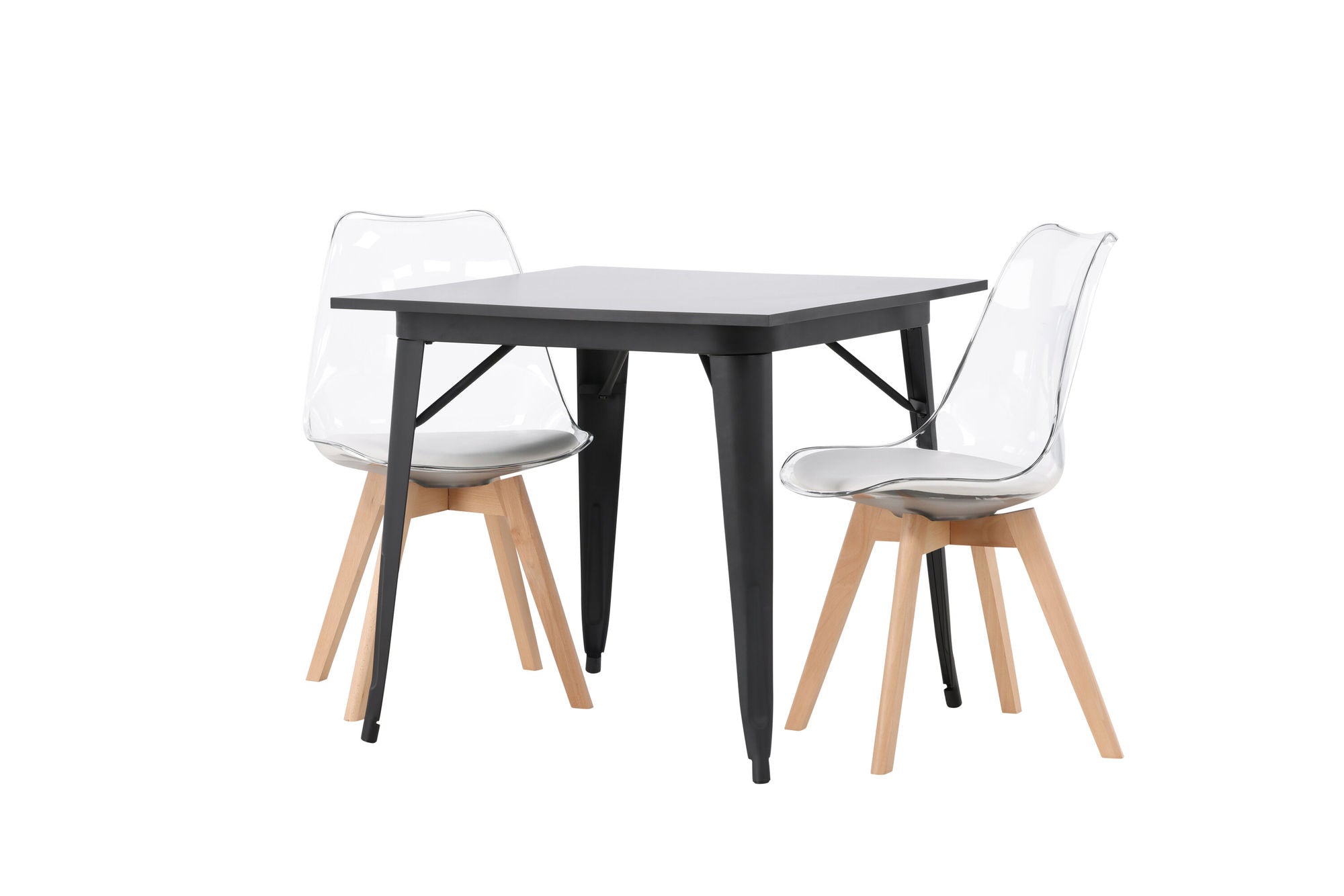 Venture Home Tempe spisebord - Black / Black MDF +Edvin Spisebordsstol - Nature / PET (seat cushion white) PET surface,seat with usual sponge _2