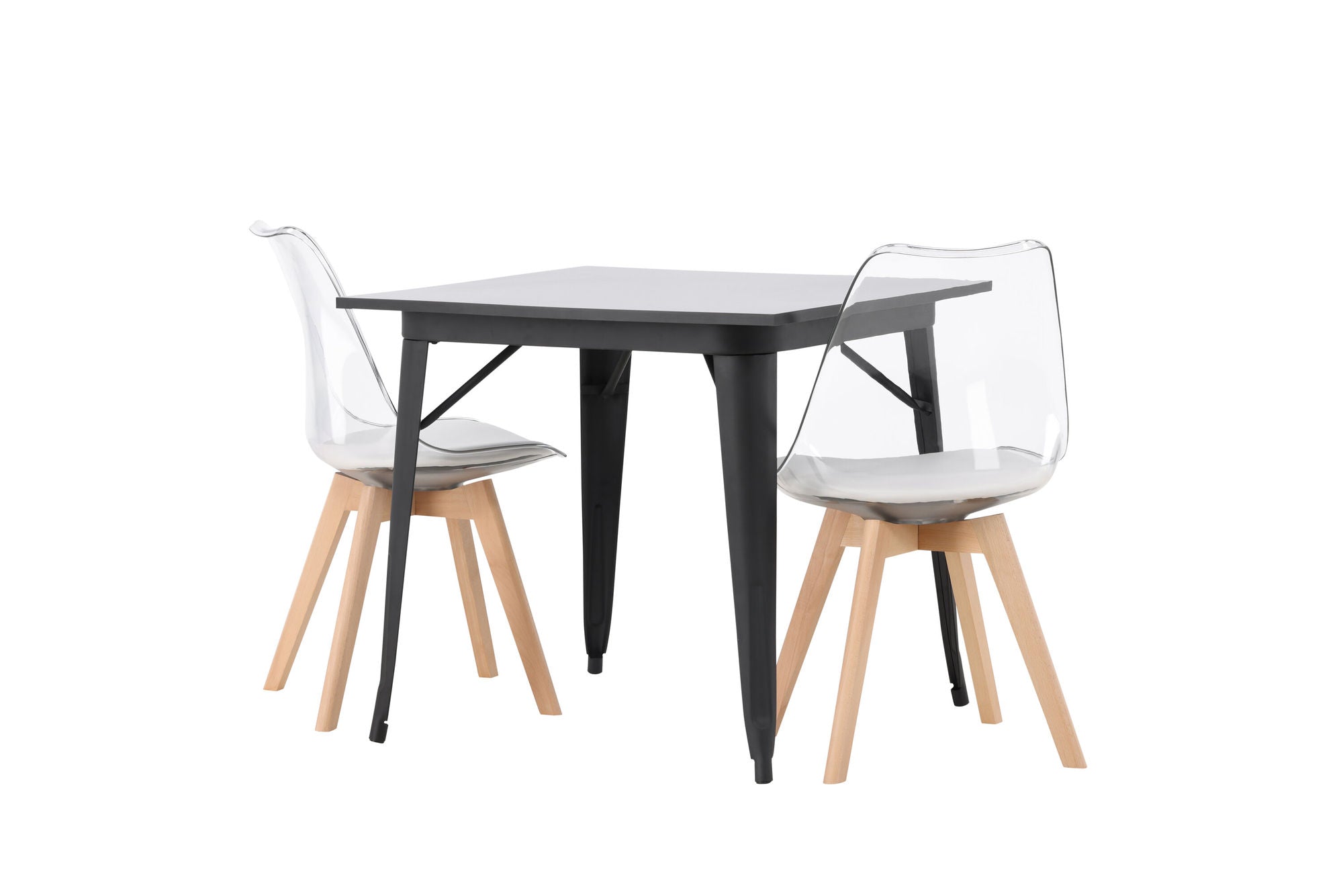 Venture Home Tempe spisebord - Black / Black MDF +Edvin Spisebordsstol - Nature / PET (seat cushion white) PET surface,seat with usual sponge _2
