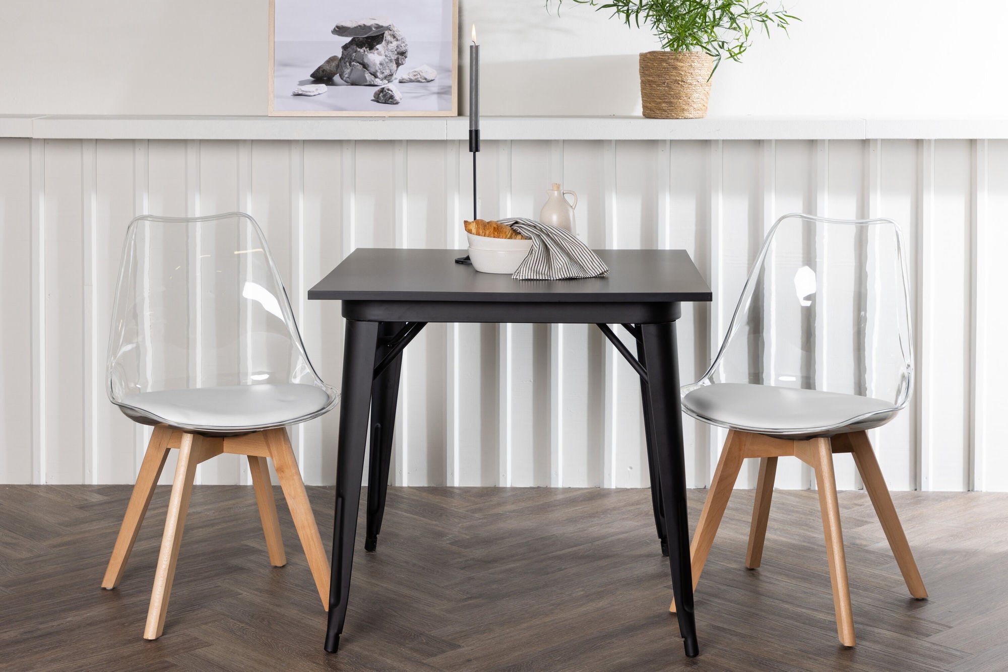 Venture Home Tempe spisebord - Black / Black MDF +Edvin Spisebordsstol - Nature / PET (seat cushion white) PET surface,seat with usual sponge _2