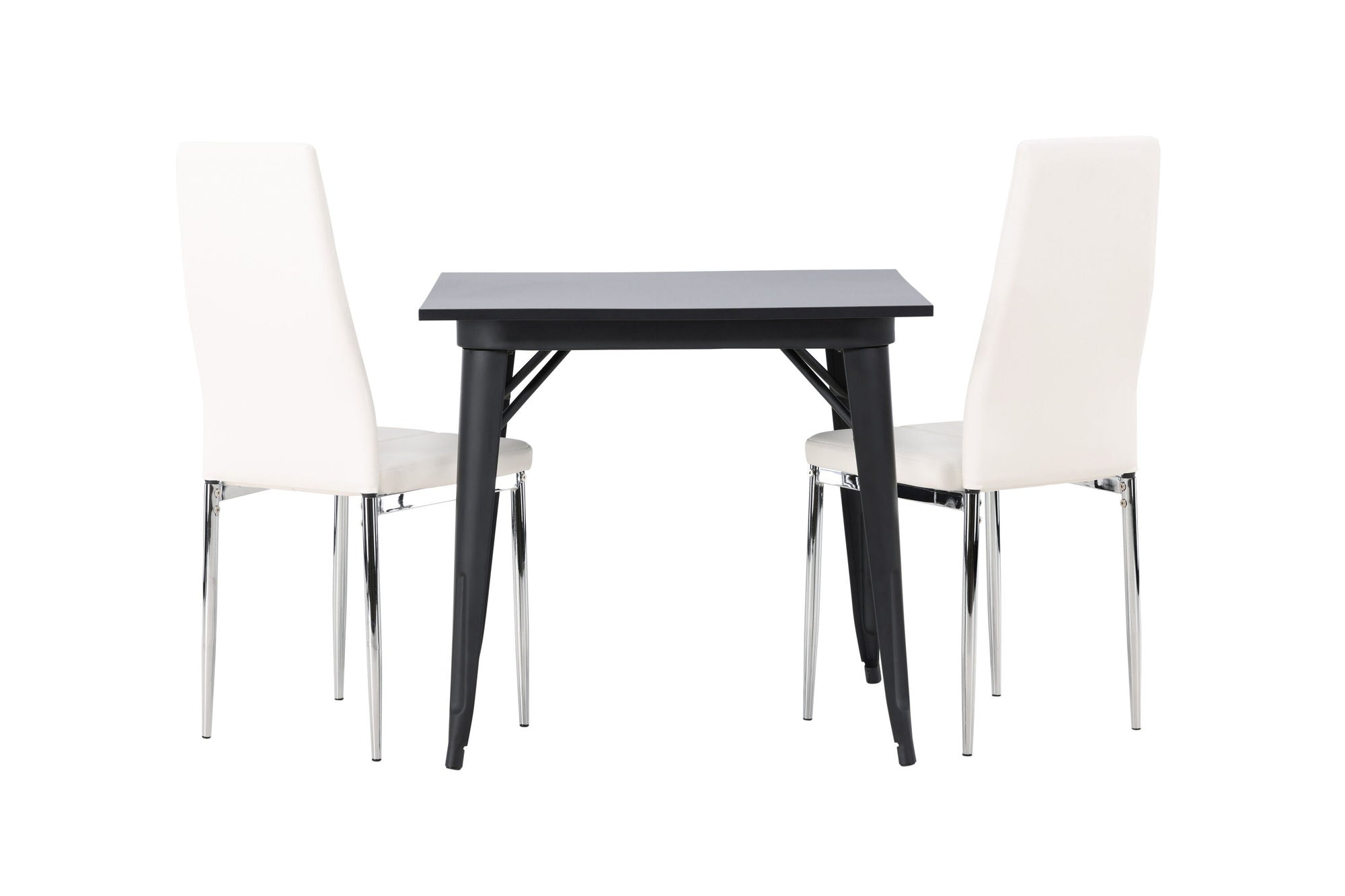 Venture Home Tempe spisebord - Black / Black MDF +Pastill Spisebordsstol - Silver / White PU _2