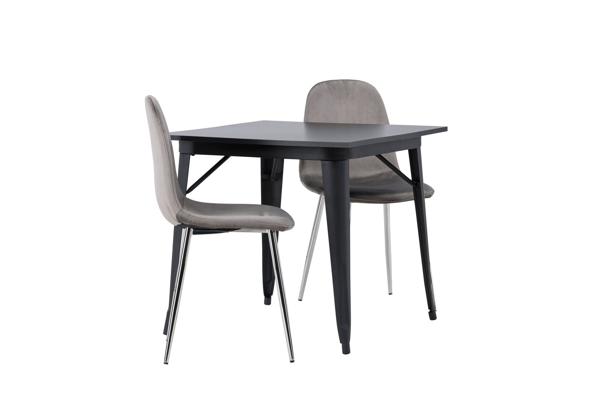 Venture Home Tempe spisebord - Black / Black MDF +Eva Spisebordsstol - Light grey / Light grey Velvet _2