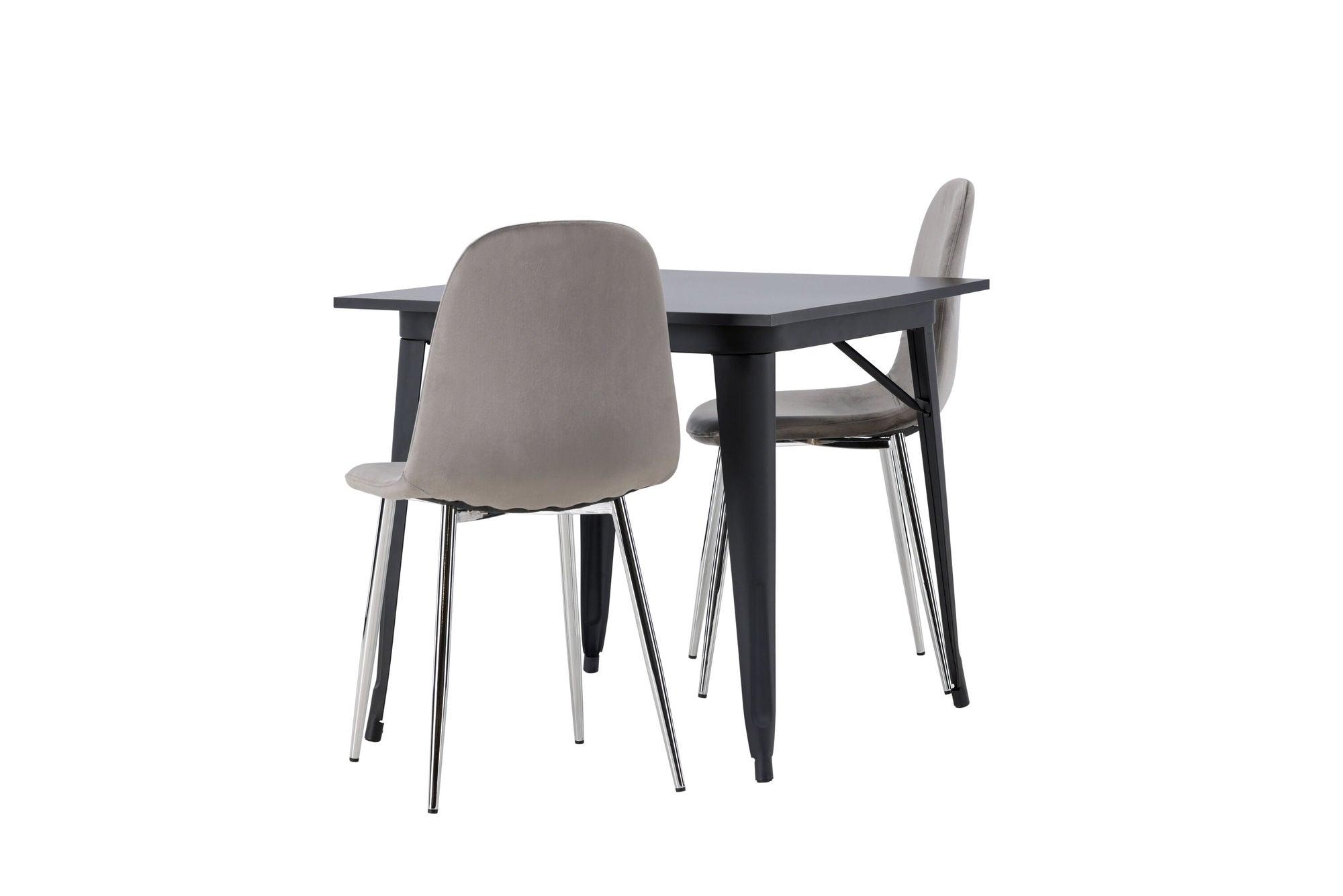Venture Home Tempe spisebord - Black / Black MDF +Eva Spisebordsstol - Light grey / Light grey Velvet _2