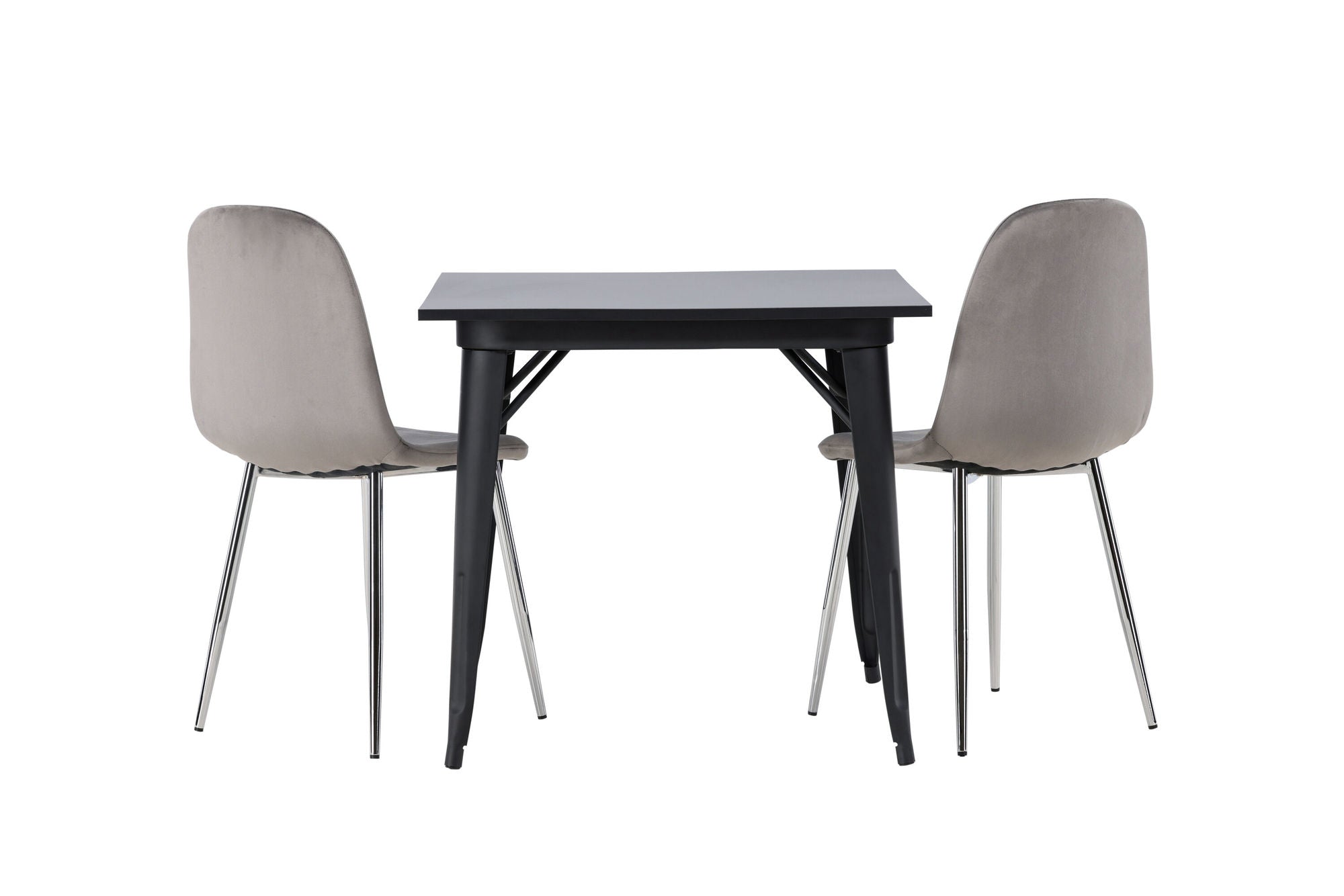 Venture Home Tempe spisebord - Black / Black MDF +Eva Spisebordsstol - Light grey / Light grey Velvet _2