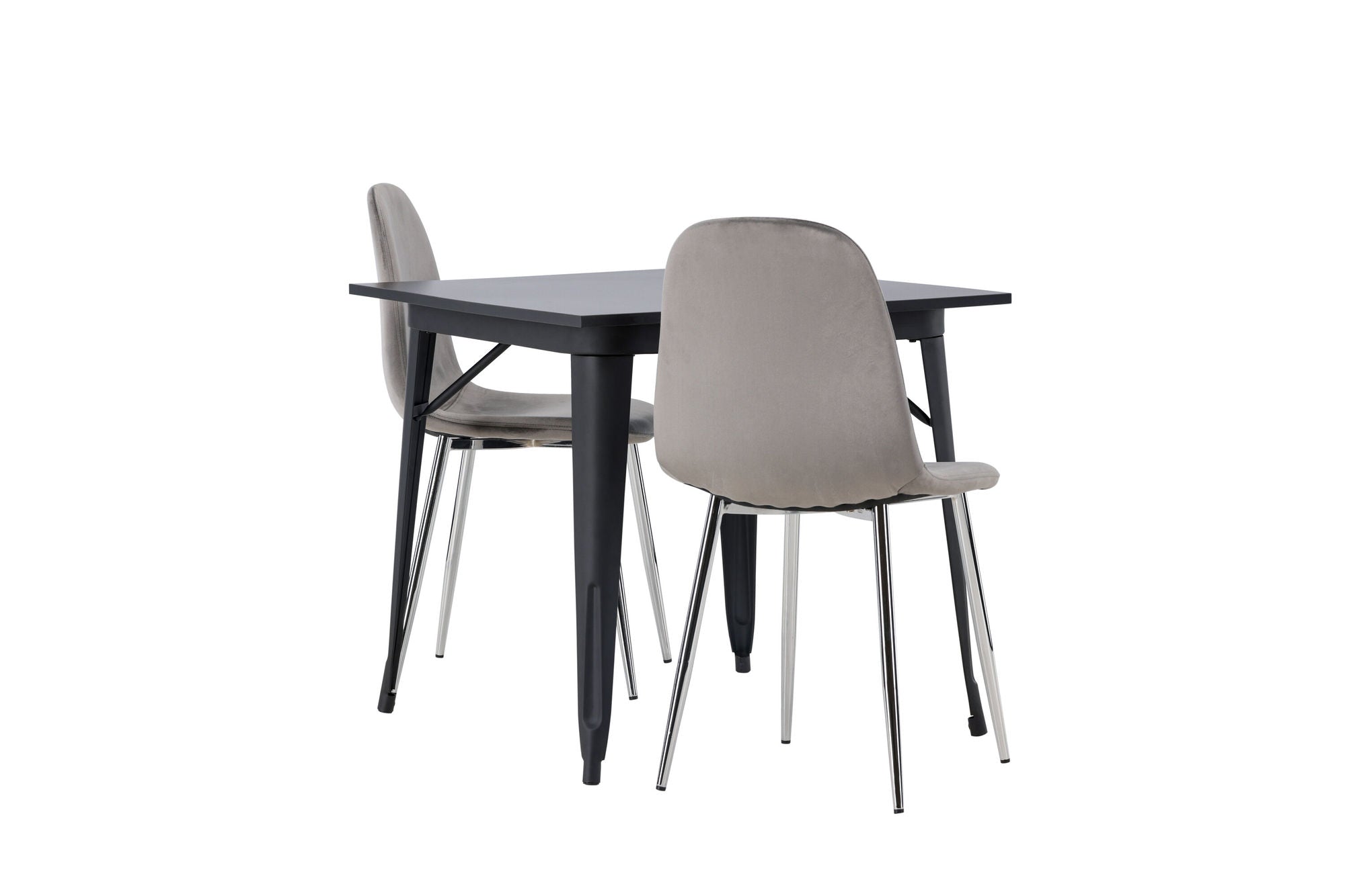 Venture Home Tempe spisebord - Black / Black MDF +Eva Spisebordsstol - Light grey / Light grey Velvet _2