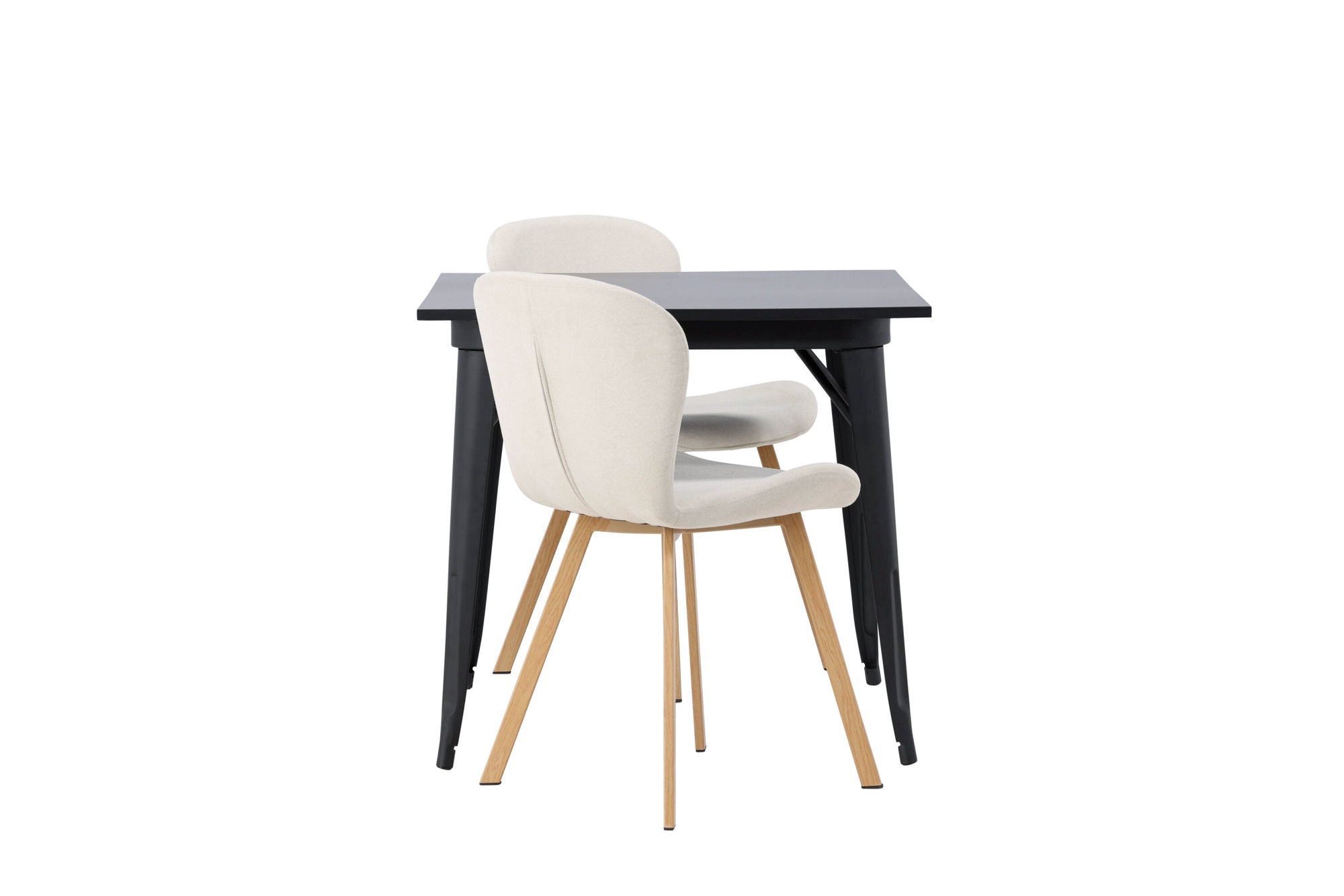 Venture Home Tempe spisebord - Black / Black MDF +Lilja Spisebordsstol - Oaklook / Beige Fabric _2