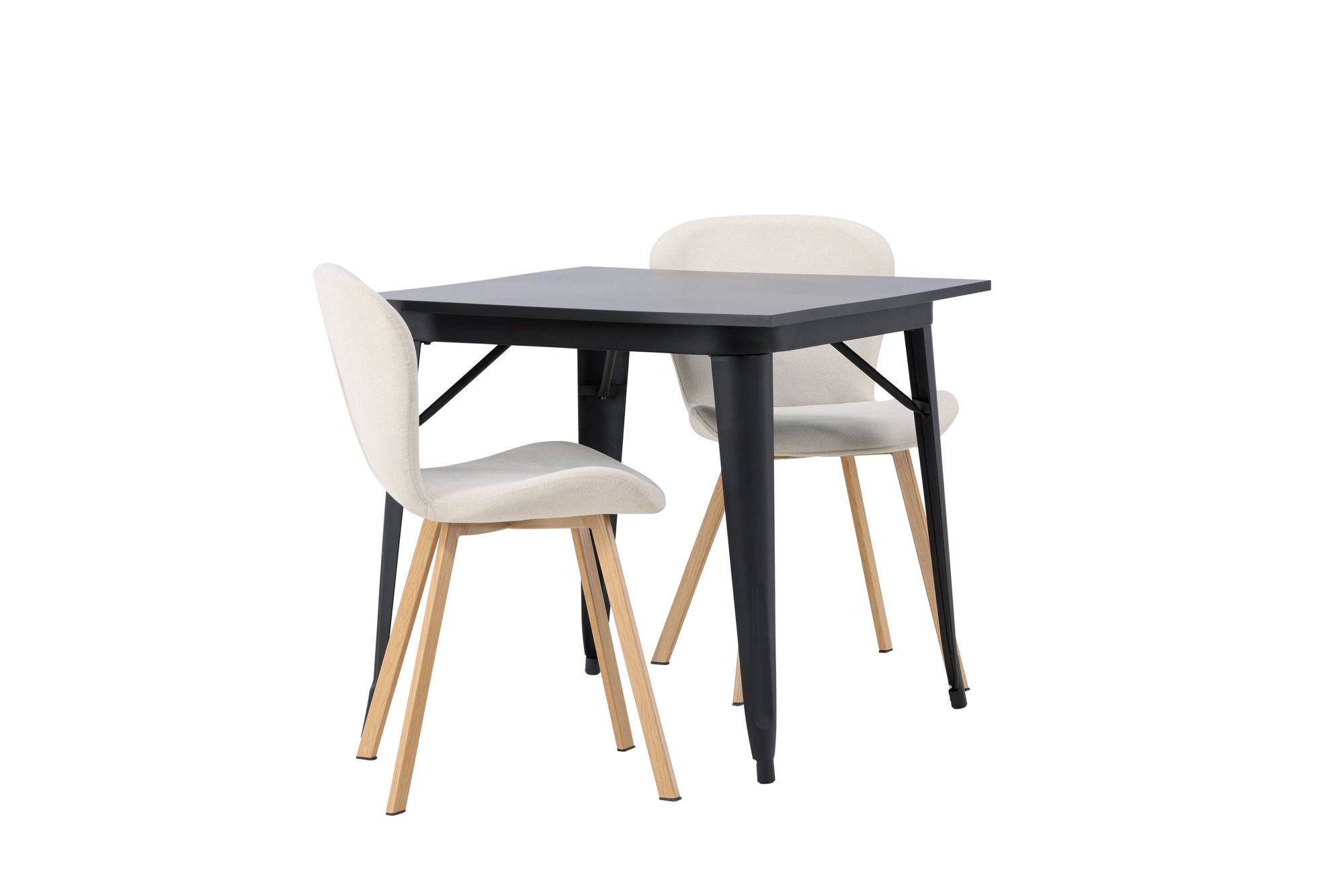 Venture Home Tempe spisebord - Black / Black MDF +Lilja Spisebordsstol - Oaklook / Beige Fabric _2