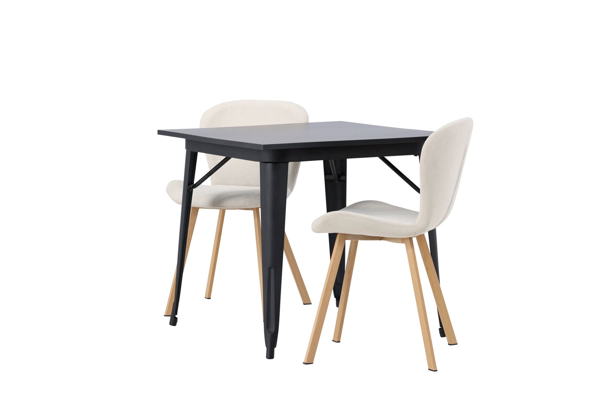 Venture Home Tempe spisebord - Black / Black MDF +Lilja Spisebordsstol - Oaklook / Beige Fabric _2
