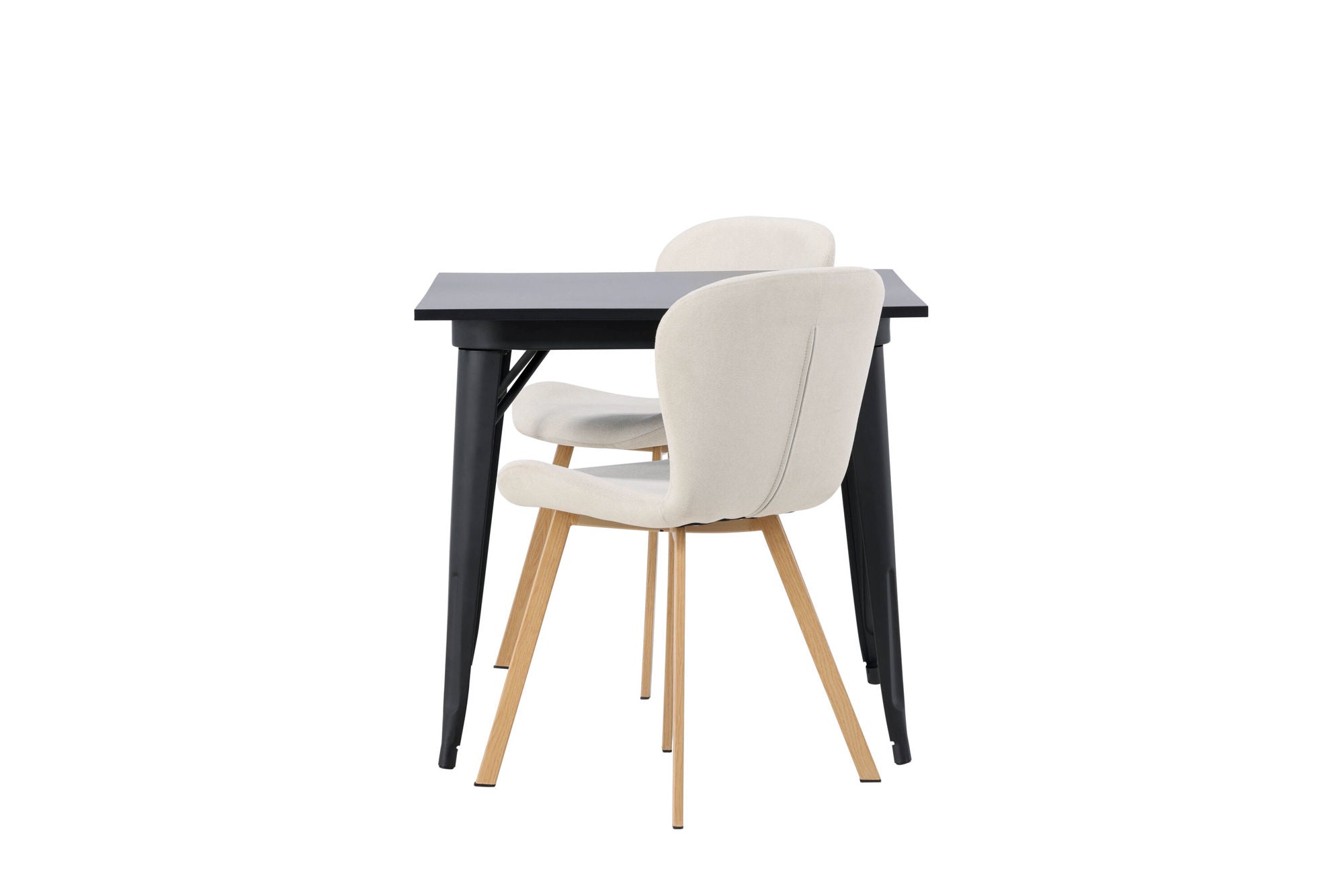 Venture Home Tempe spisebord - Black / Black MDF +Lilja Spisebordsstol - Oaklook / Beige Fabric _2