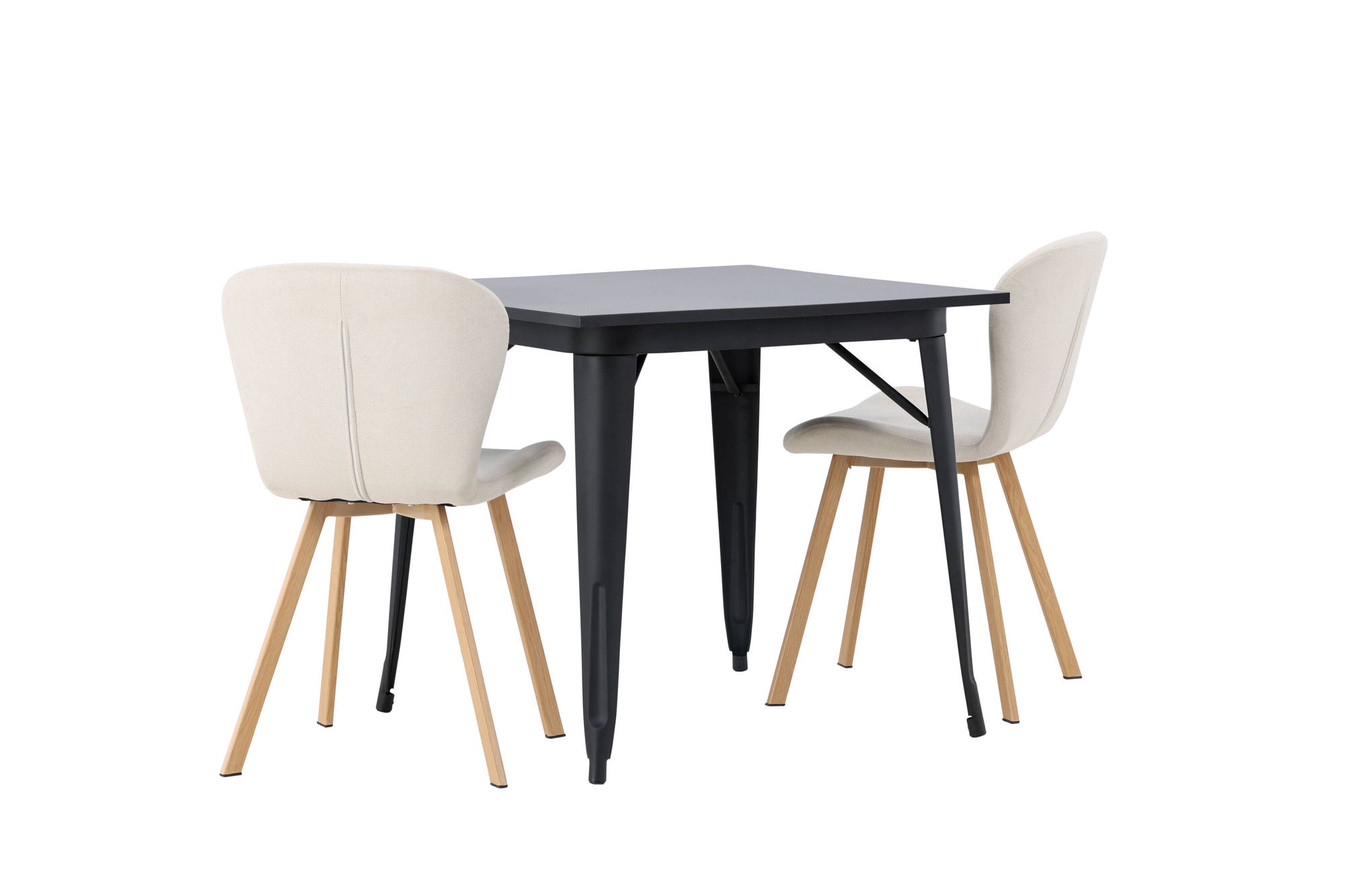 Venture Home Tempe spisebord - Black / Black MDF +Lilja Spisebordsstol - Oaklook / Beige Fabric _2