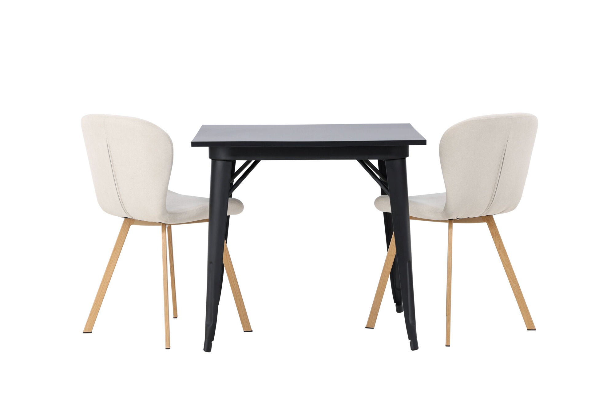 Venture Home Tempe spisebord - Black / Black MDF +Lilja Spisebordsstol - Oaklook / Beige Fabric _2