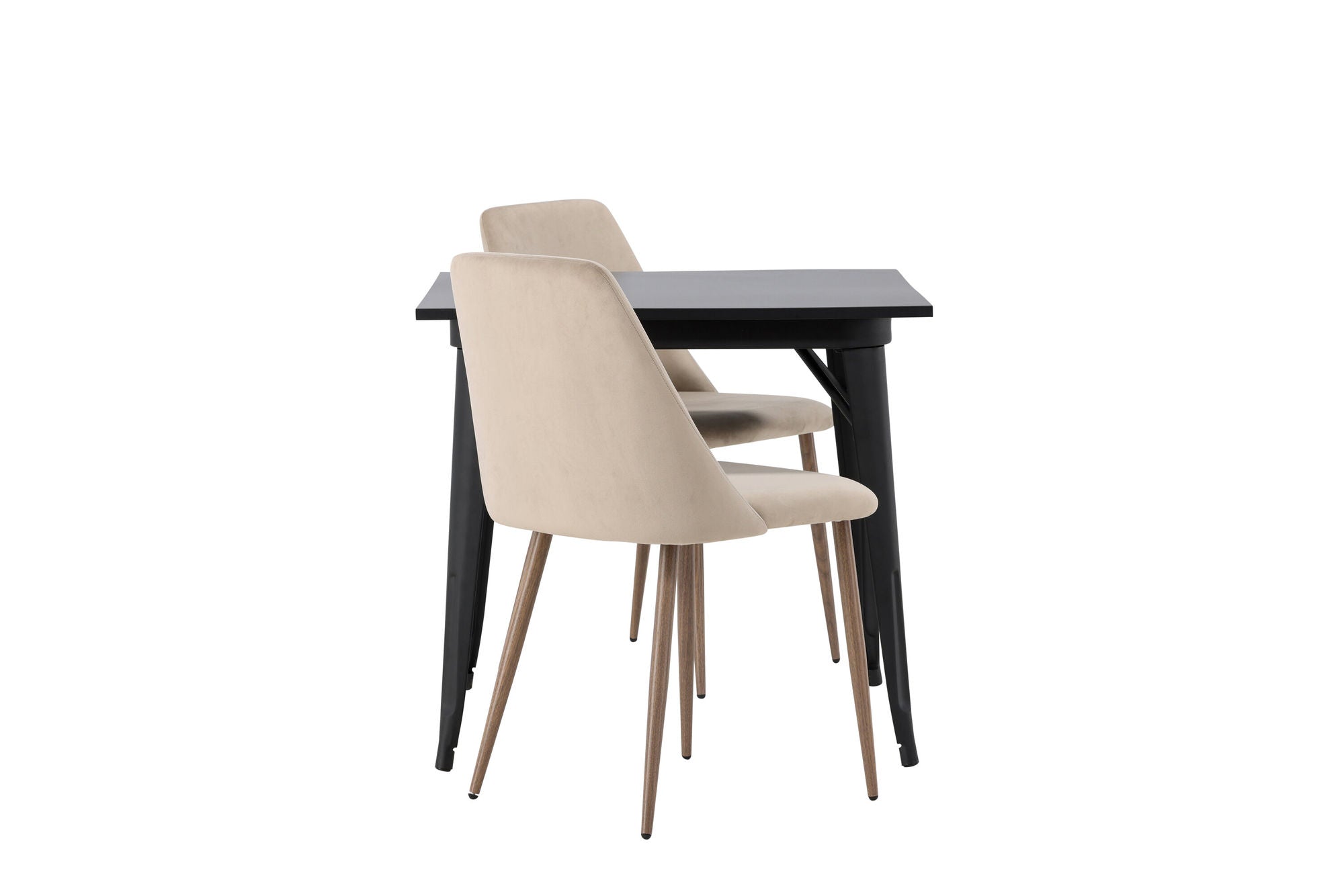 Venture Home Tempe spisebord - Black / Black MDF +Night Spisebordsstol - Dark walnut / Mocca / Brown Fabric _2