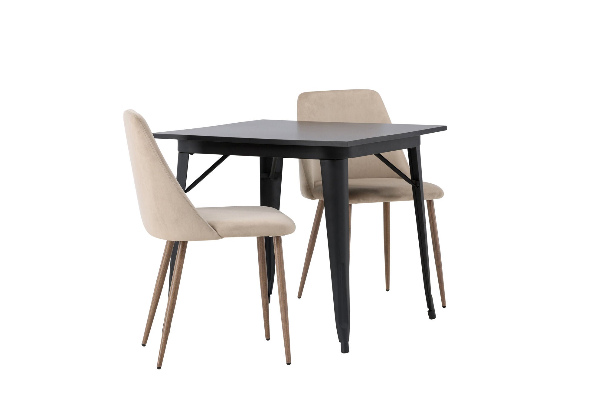 Venture Home Tempe spisebord - Black / Black MDF +Night Spisebordsstol - Dark walnut / Mocca / Brown Fabric _2