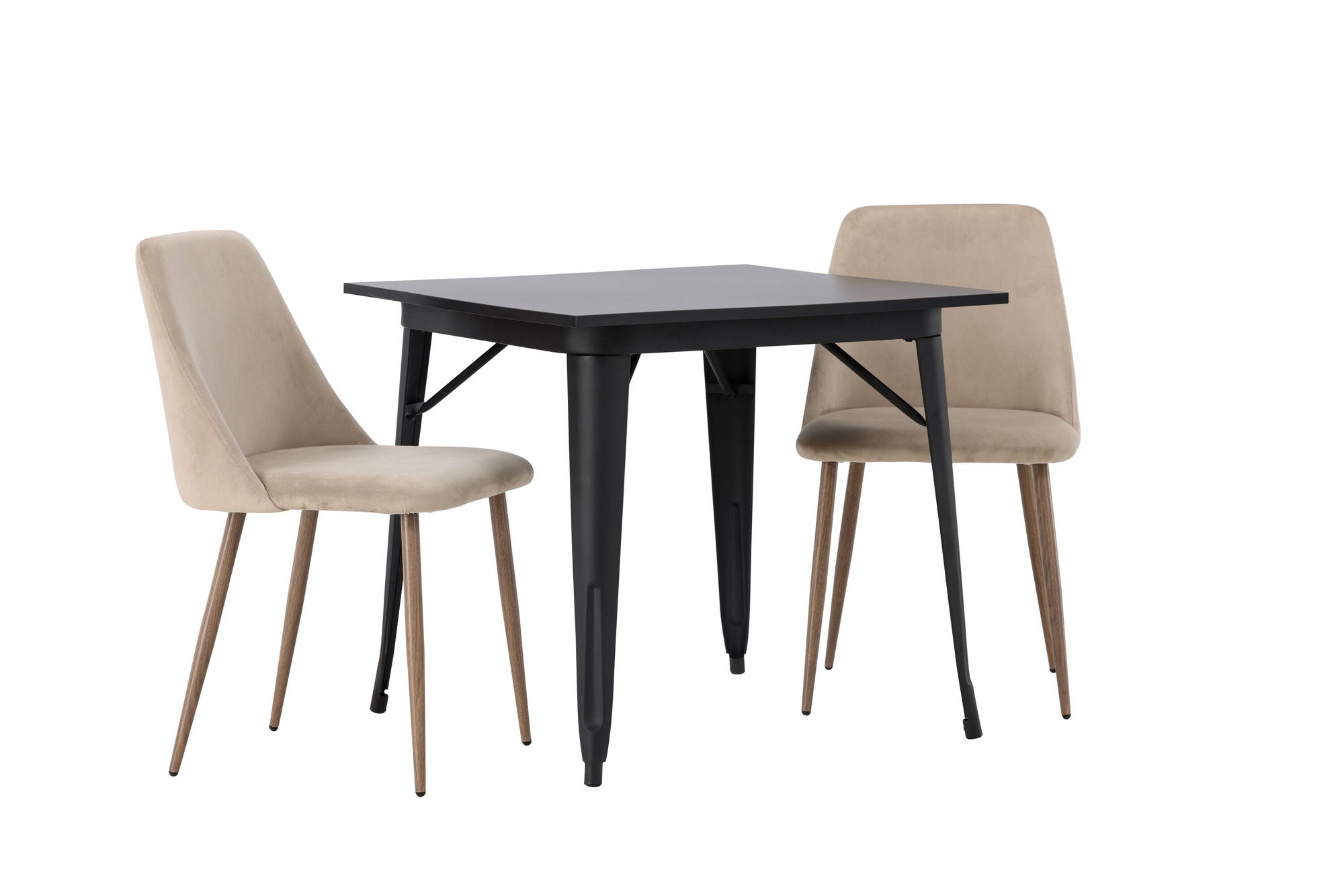 Venture Home Tempe spisebord - Black / Black MDF +Night Spisebordsstol - Dark walnut / Mocca / Brown Fabric _2