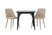 Venture Home Tempe spisebord - Black / Black MDF +Night Spisebordsstol - Dark walnut / Mocca / Brown Fabric _2