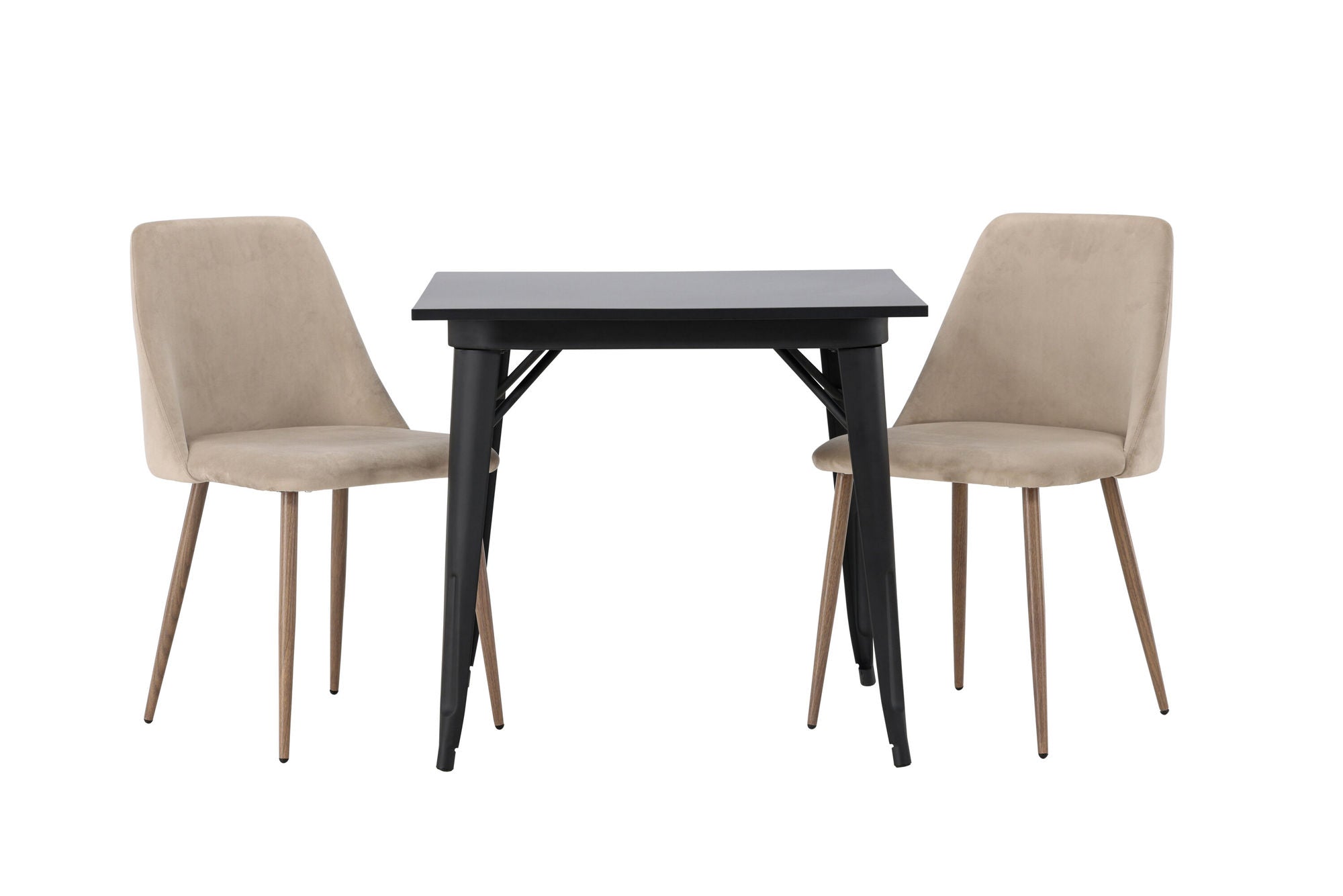 Venture Home Tempe spisebord - Black / Black MDF +Night Spisebordsstol - Dark walnut / Mocca / Brown Fabric _2