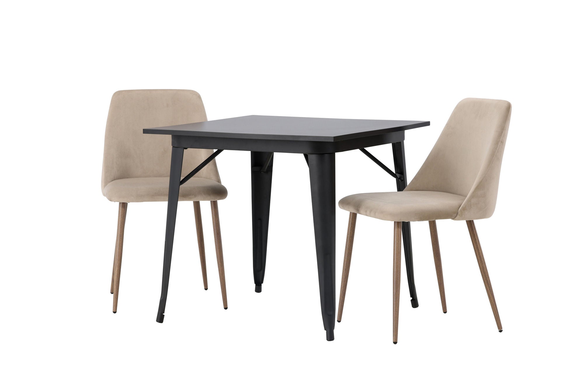 Venture Home Tempe spisebord - Black / Black MDF +Night Spisebordsstol - Dark walnut / Mocca / Brown Fabric _2