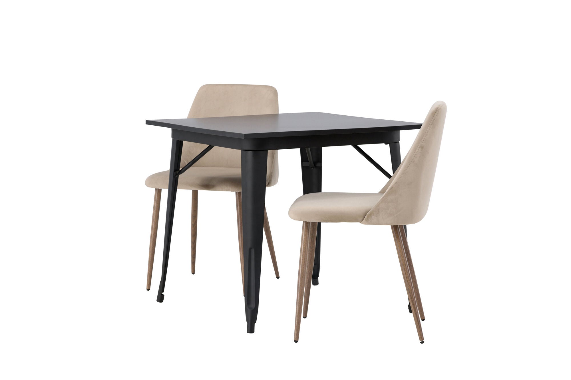 Venture Home Tempe spisebord - Black / Black MDF +Night Spisebordsstol - Dark walnut / Mocca / Brown Fabric _2