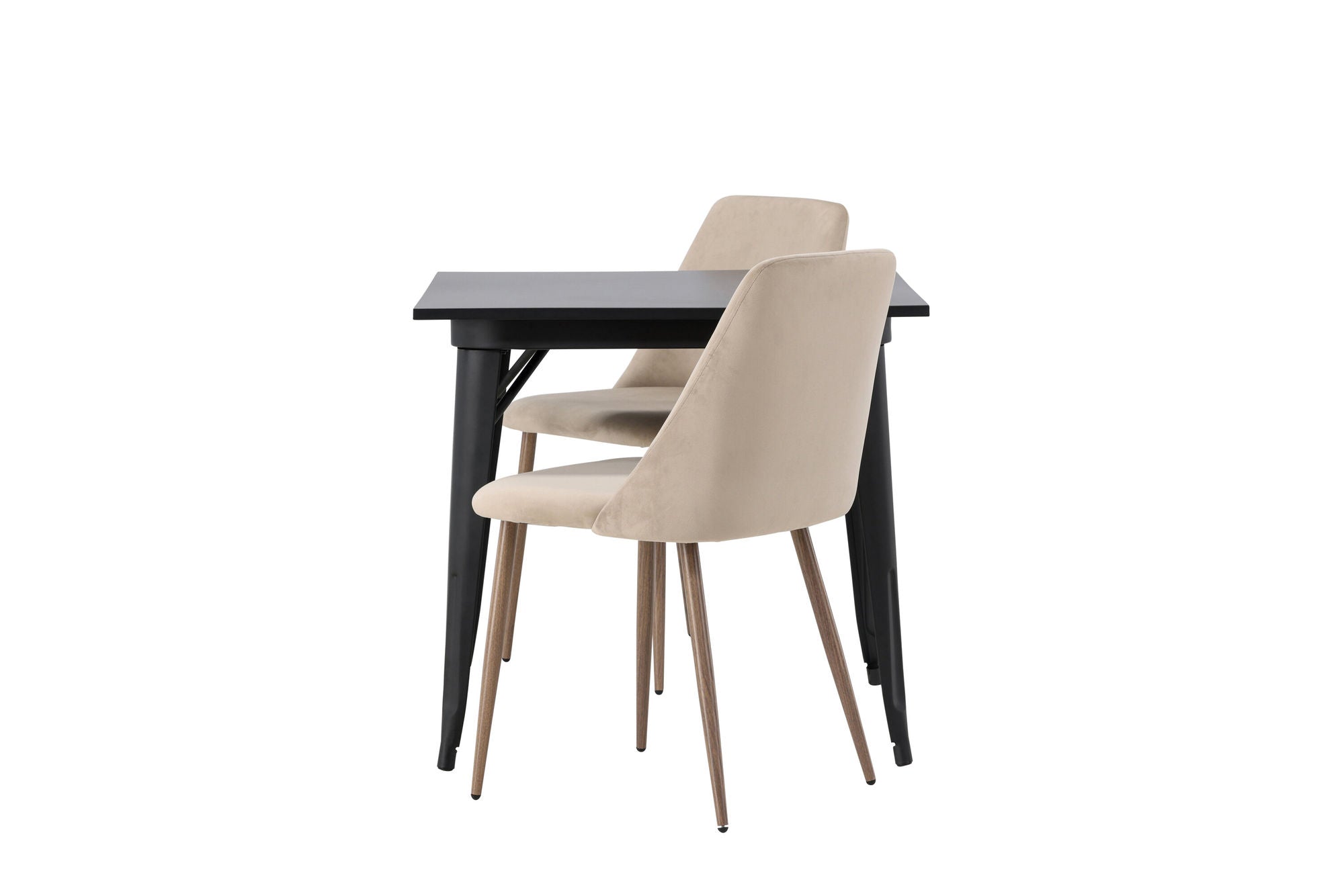 Venture Home Tempe spisebord - Black / Black MDF +Night Spisebordsstol - Dark walnut / Mocca / Brown Fabric _2