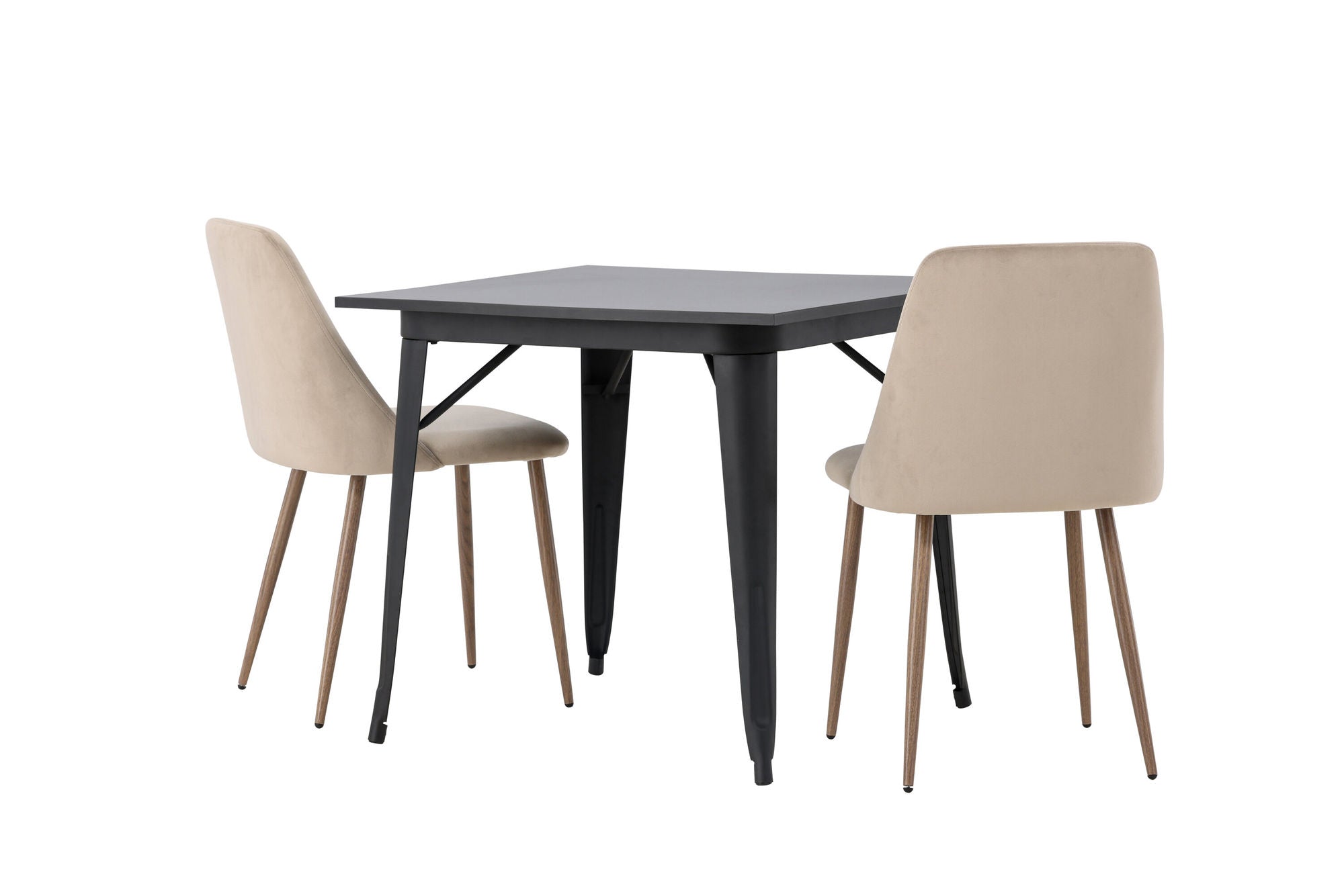 Venture Home Tempe spisebord - Black / Black MDF +Night Spisebordsstol - Dark walnut / Mocca / Brown Fabric _2
