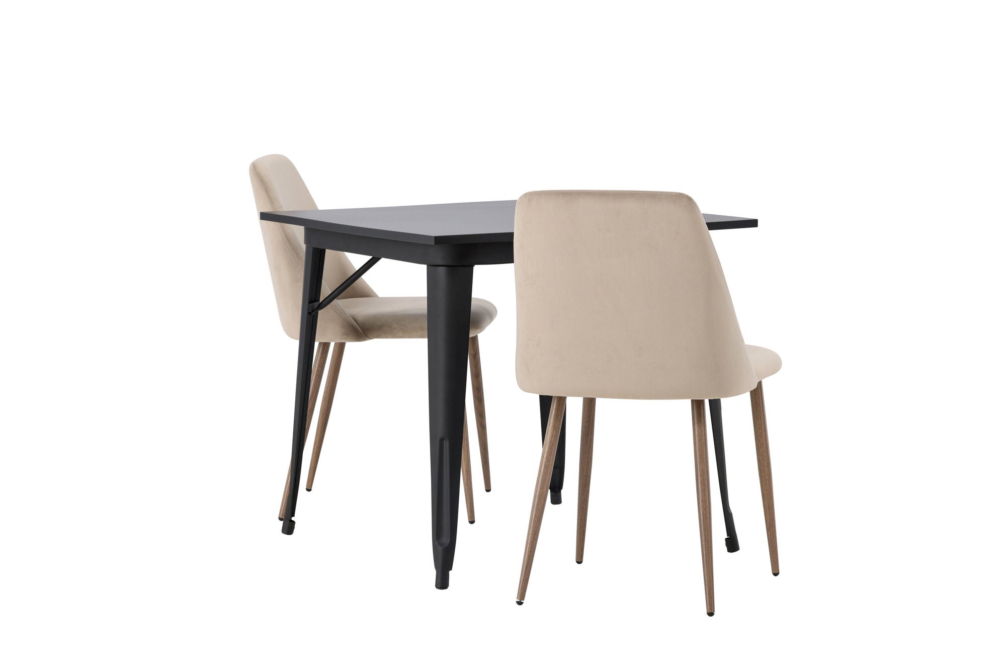 Venture Home Tempe spisebord - Black / Black MDF +Night Spisebordsstol - Dark walnut / Mocca / Brown Fabric _2