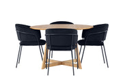 Venture Home Yakidon spisebord - Rubberwood / Oaklook MDF +Selma Spisebordsstol - Black / Black Velvet _4