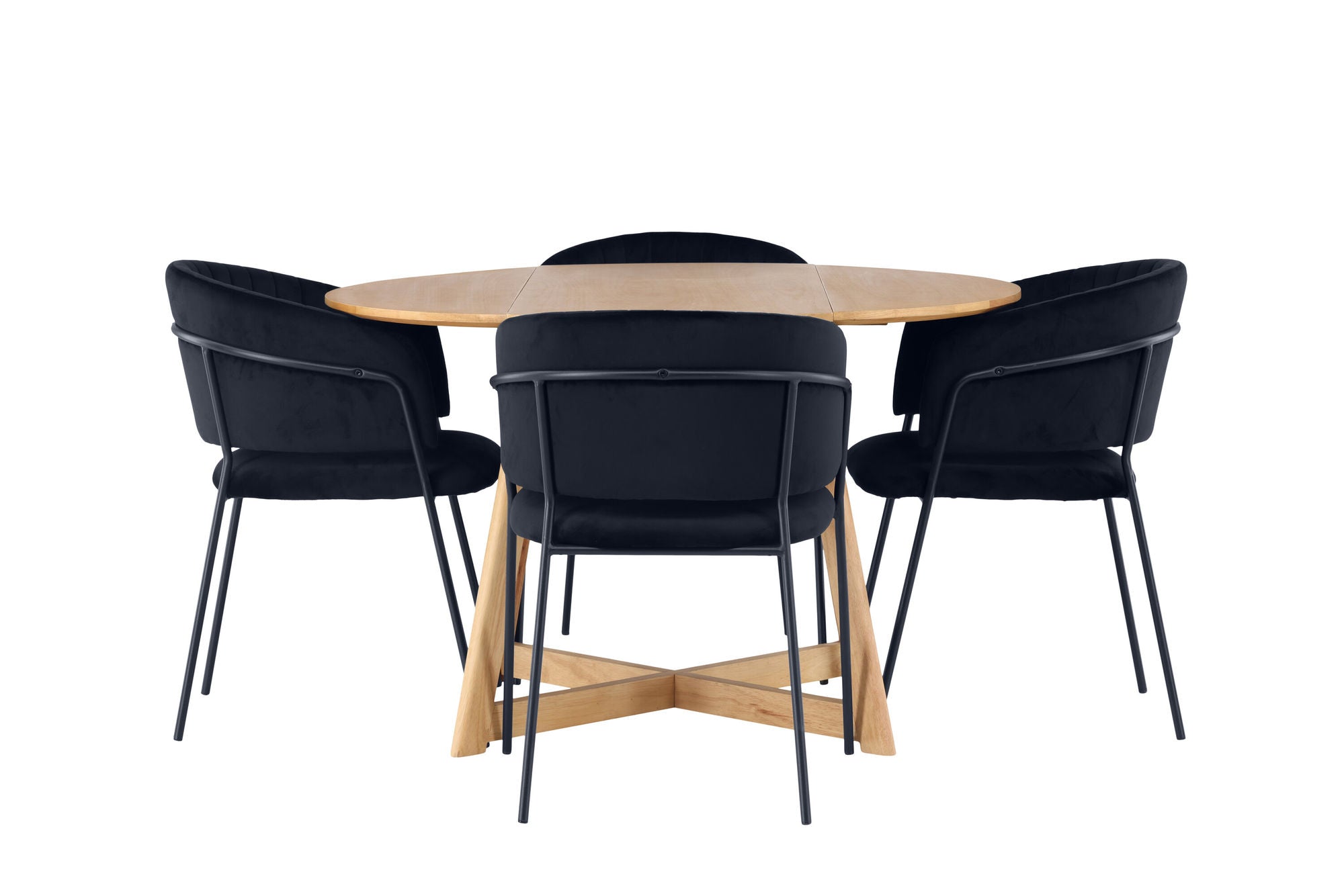 Venture Home Yakidon spisebord - Rubberwood / Oaklook MDF +Selma Spisebordsstol - Black / Black Velvet _4