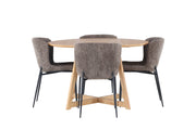 Venture Home Yakidon spisebord - Rubberwood / Oaklook MDF +Modesto Spisebordsstol - Grey / Smoked Black Boucle _4