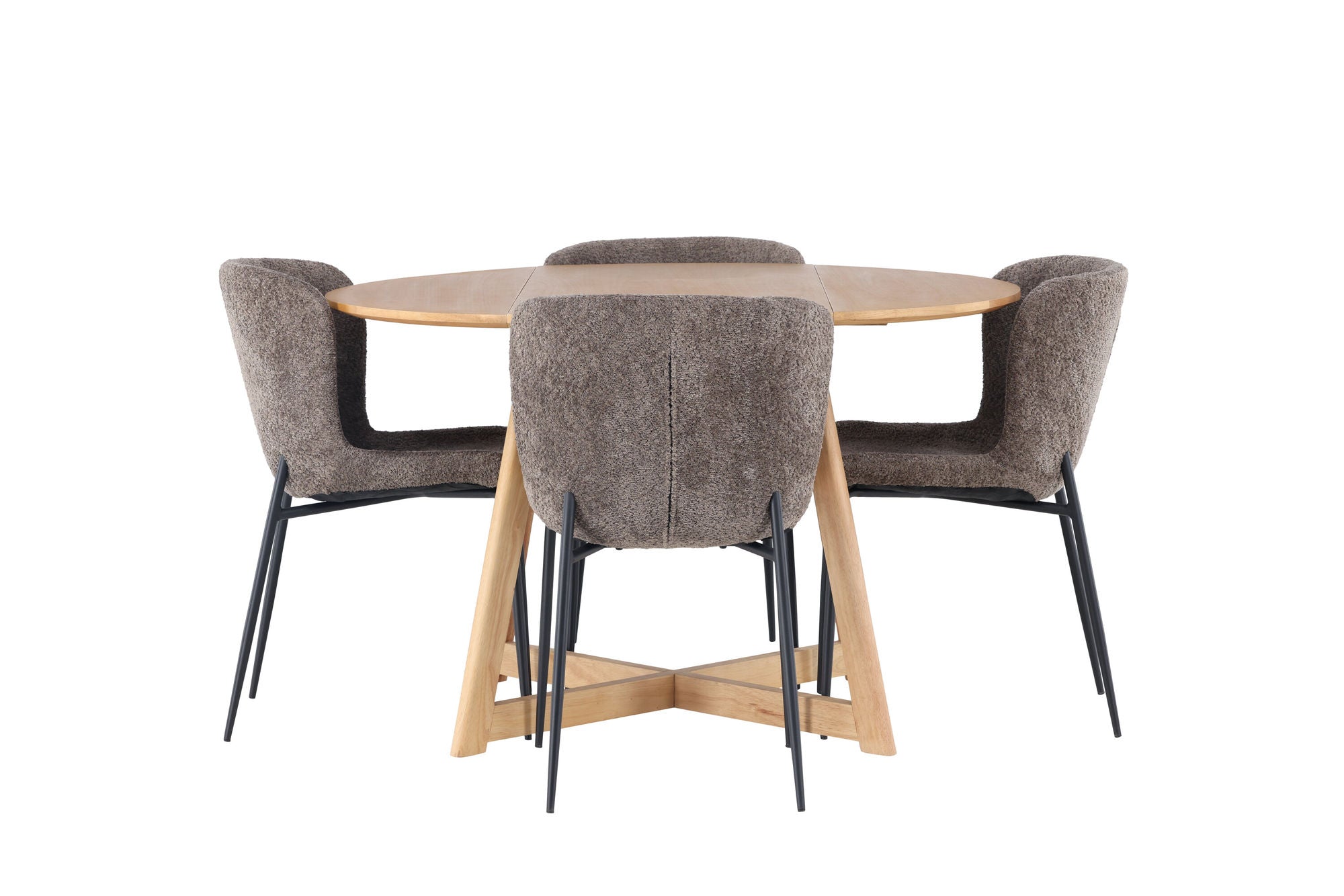 Venture Home Yakidon spisebord - Rubberwood / Oaklook MDF +Modesto Spisebordsstol - Grey / Smoked Black Boucle _4