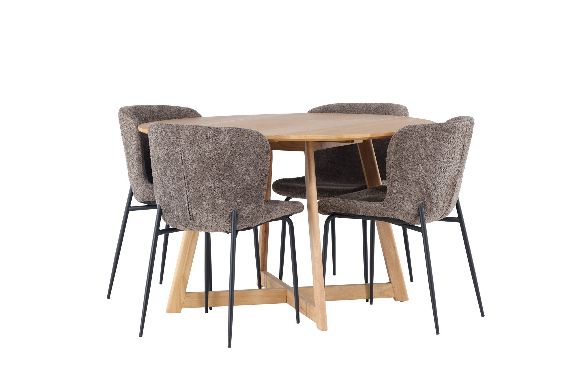 Venture Home Yakidon spisebord - Rubberwood / Oaklook MDF +Modesto Spisebordsstol - Grey / Smoked Black Boucle _4