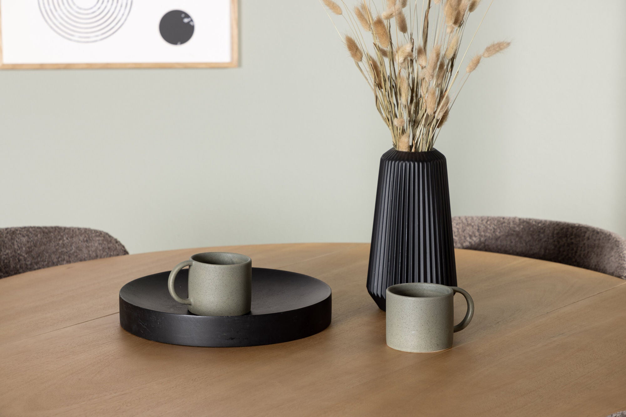 Venture Home Yakidon spisebord - Rubberwood / Oaklook MDF +Modesto Spisebordsstol - Grey / Smoked Black Boucle _4