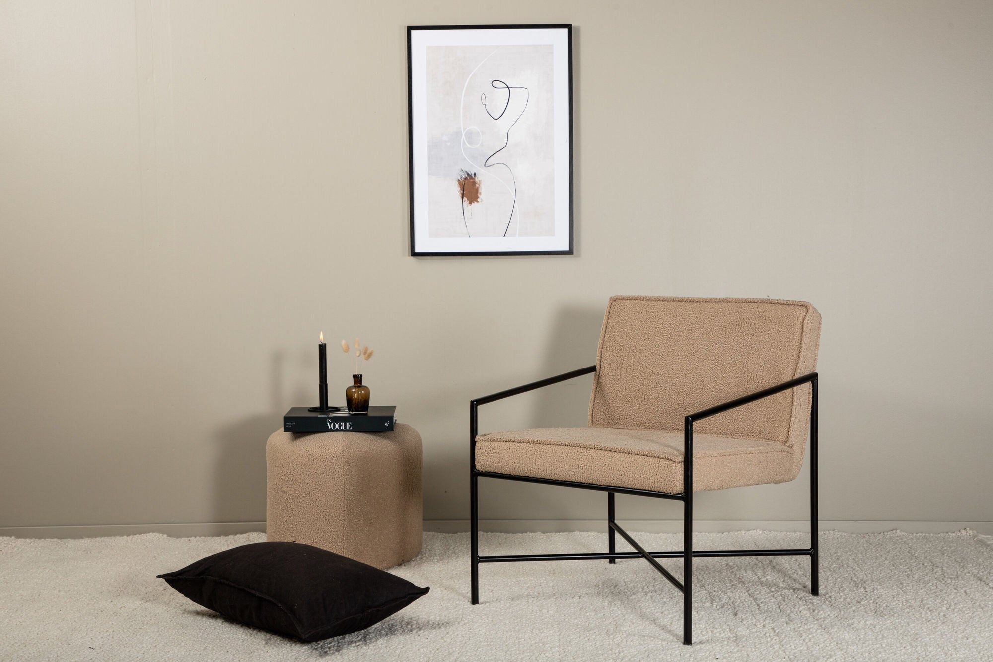 Venture Home Rakel Single Sofa - Black / Beige Teddy