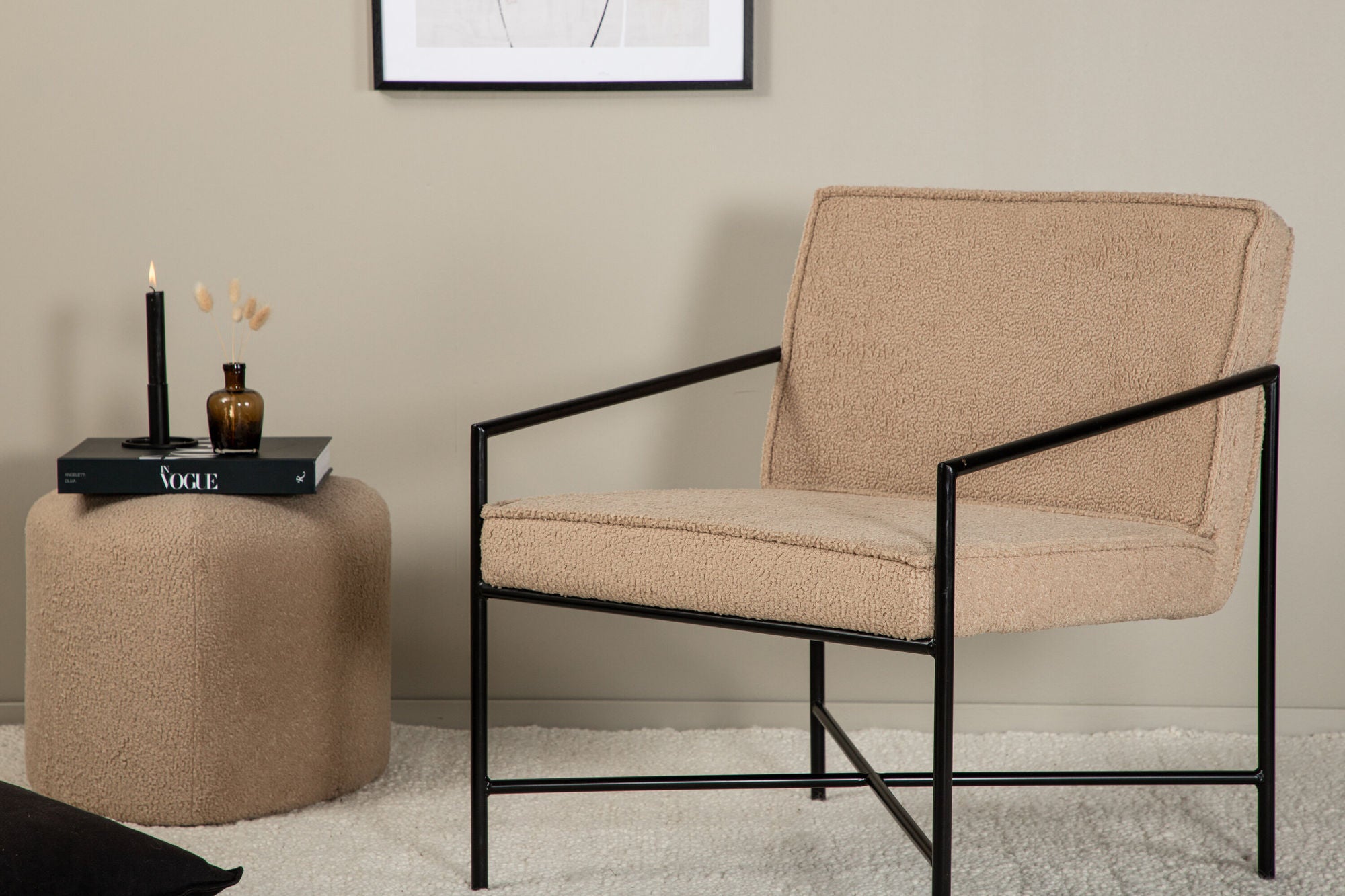 Venture Home Rakel Single Sofa - Black / Beige Teddy