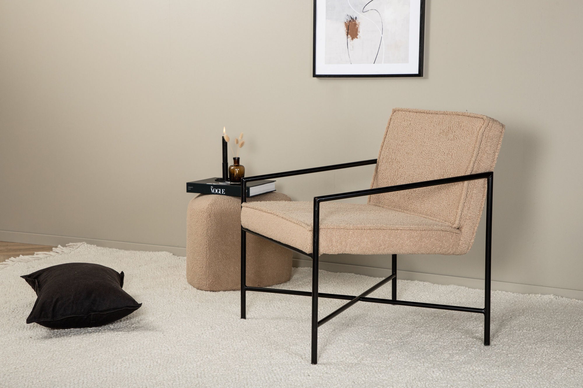 Venture Home Rakel Single Sofa - Black / Beige Teddy