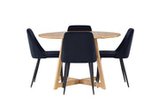 Venture Home Yakidon spisebord - Rubberwood / Oaklook MDF +Night Spisebordsstol - Black / Black Velvet _4