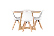 Venture Home Yakidon spisebord - Rubberwood / Oaklook MDF +Zeno Spisebordsstol - Nature woodlook / White PP _4