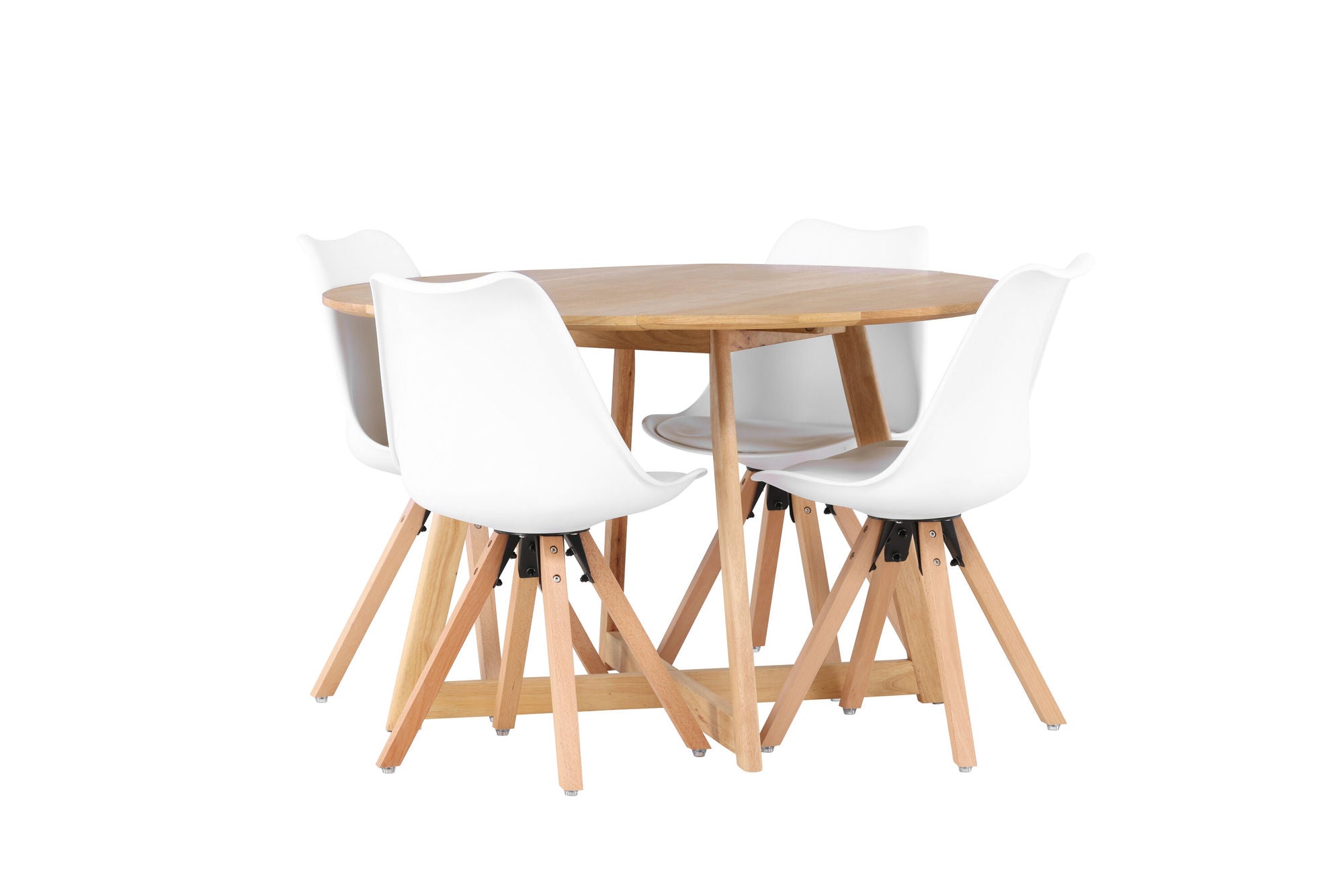 Venture Home Yakidon spisebord - Rubberwood / Oaklook MDF +Zeno Spisebordsstol - Nature woodlook / White PP _4