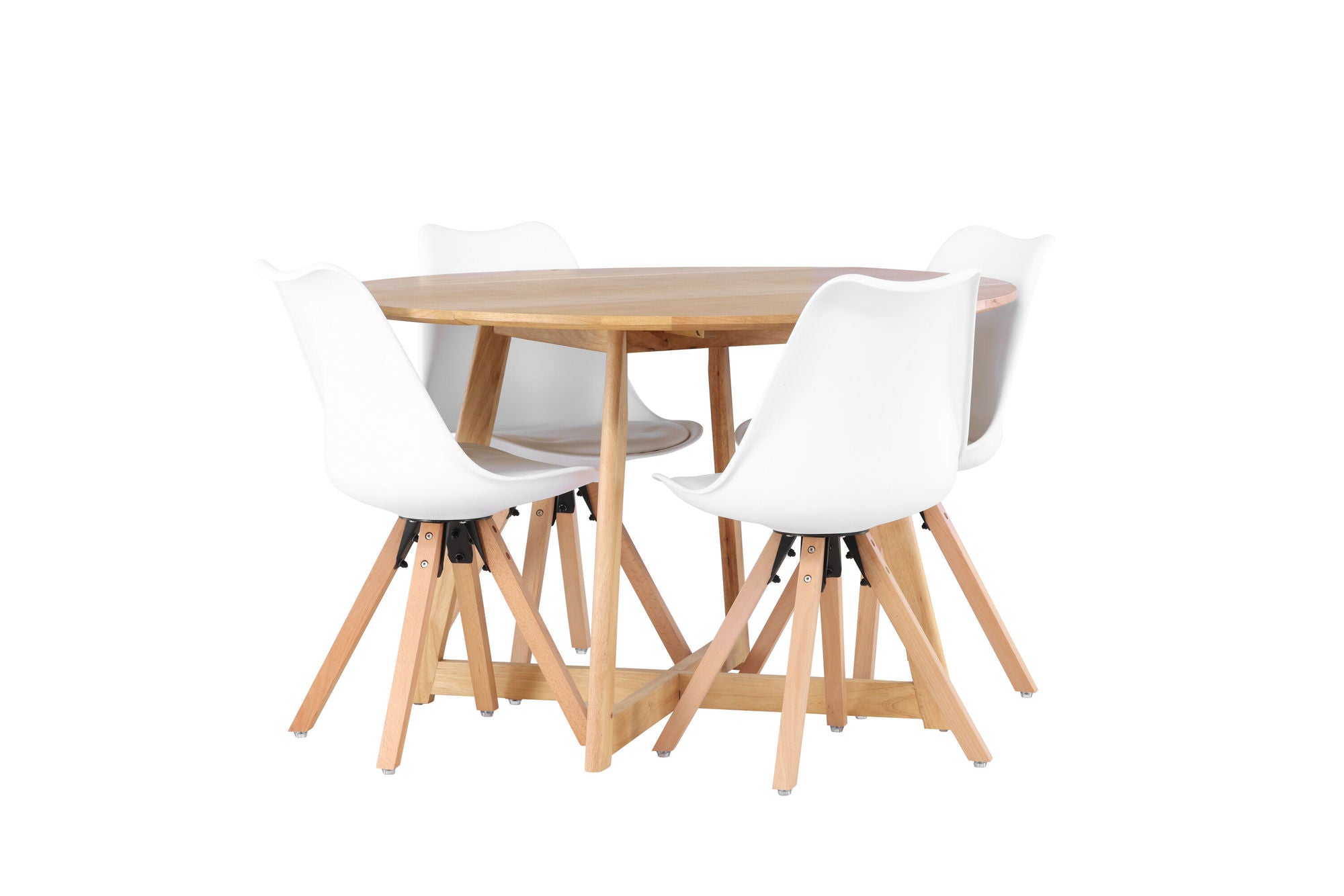 Venture Home Yakidon spisebord - Rubberwood / Oaklook MDF +Zeno Spisebordsstol - Nature woodlook / White PP _4