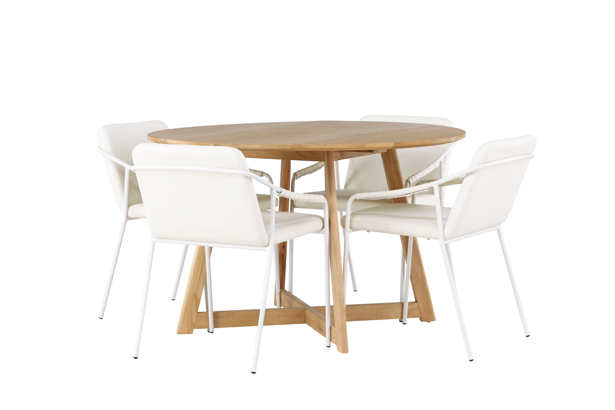 Venture Home Yakidon spisebord - Rubberwood / Oaklook MDF +Tvist Spisebordsstol - Beige / Beige PU _4