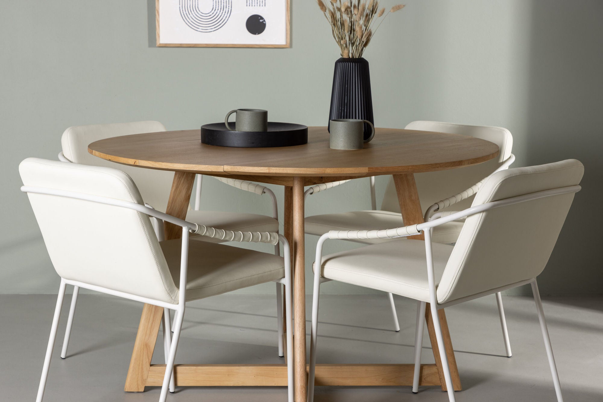 Venture Home Yakidon spisebord - Rubberwood / Oaklook MDF +Tvist Spisebordsstol - Beige / Beige PU _4
